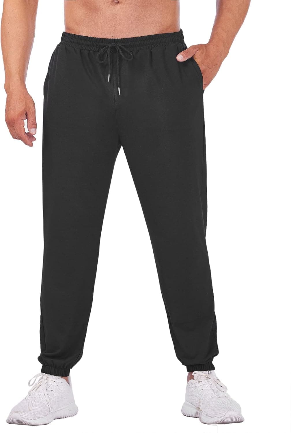 Deyeek Men's Sweat Pants with Pockets Lounge Casual Loose Fit Pants Close Bottom Tapered Cuff Leg Elastic Waist Sweatpants