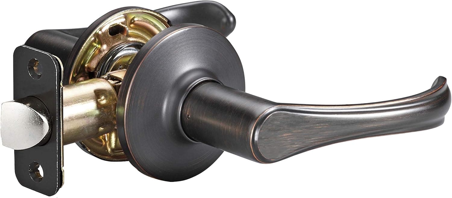 Amazon Basics December Door Lever, Passage, Oil Rubbed Bronze