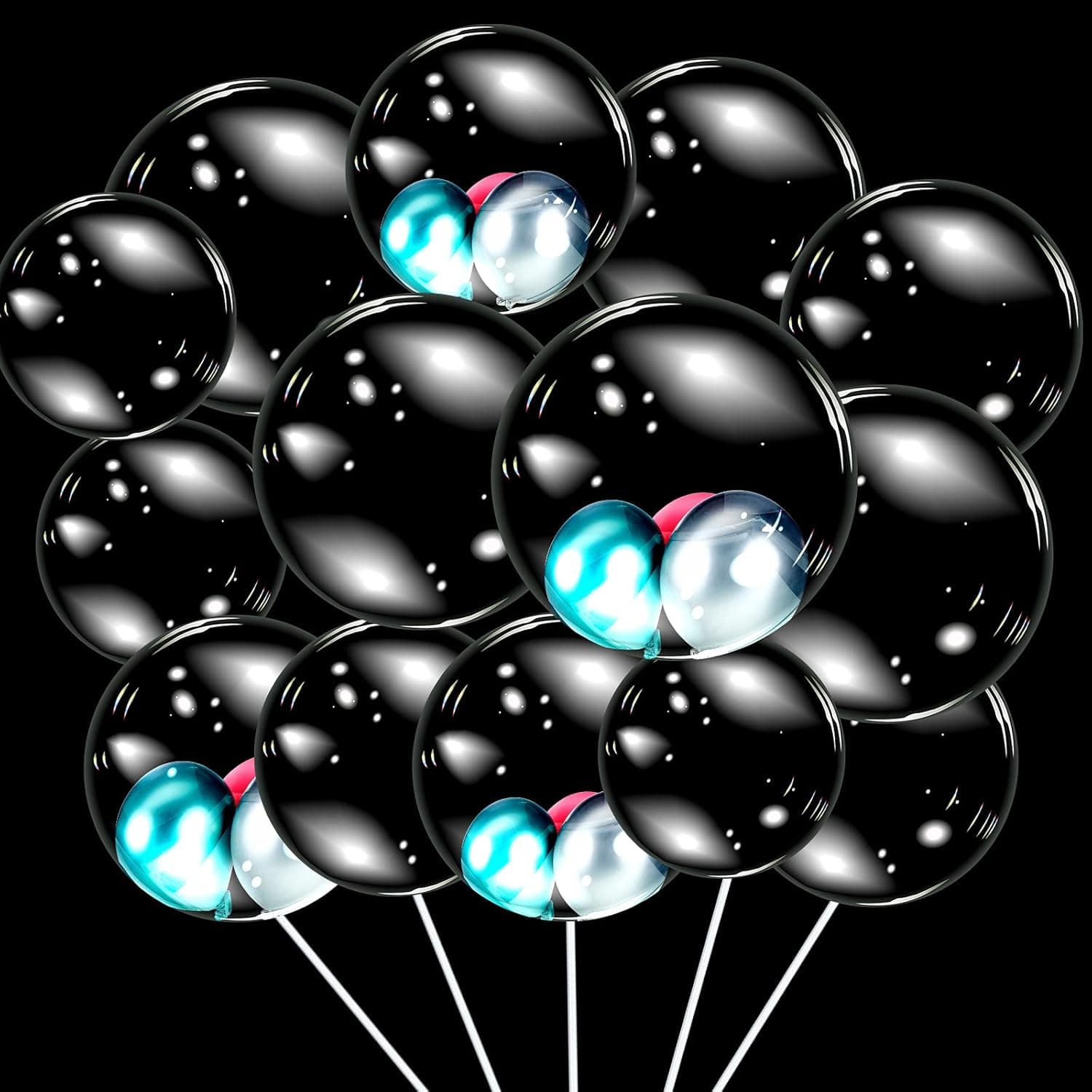 50 Pieces Bobo Balloons, Helium Style Transparent Bubble for LED Light Up Balloons, Clear Bobo Balloons Big Balloons for Wedding Birthday Indoor Outdoor Party Decorations, 12 Inch, 18 Inch, 20 Inch