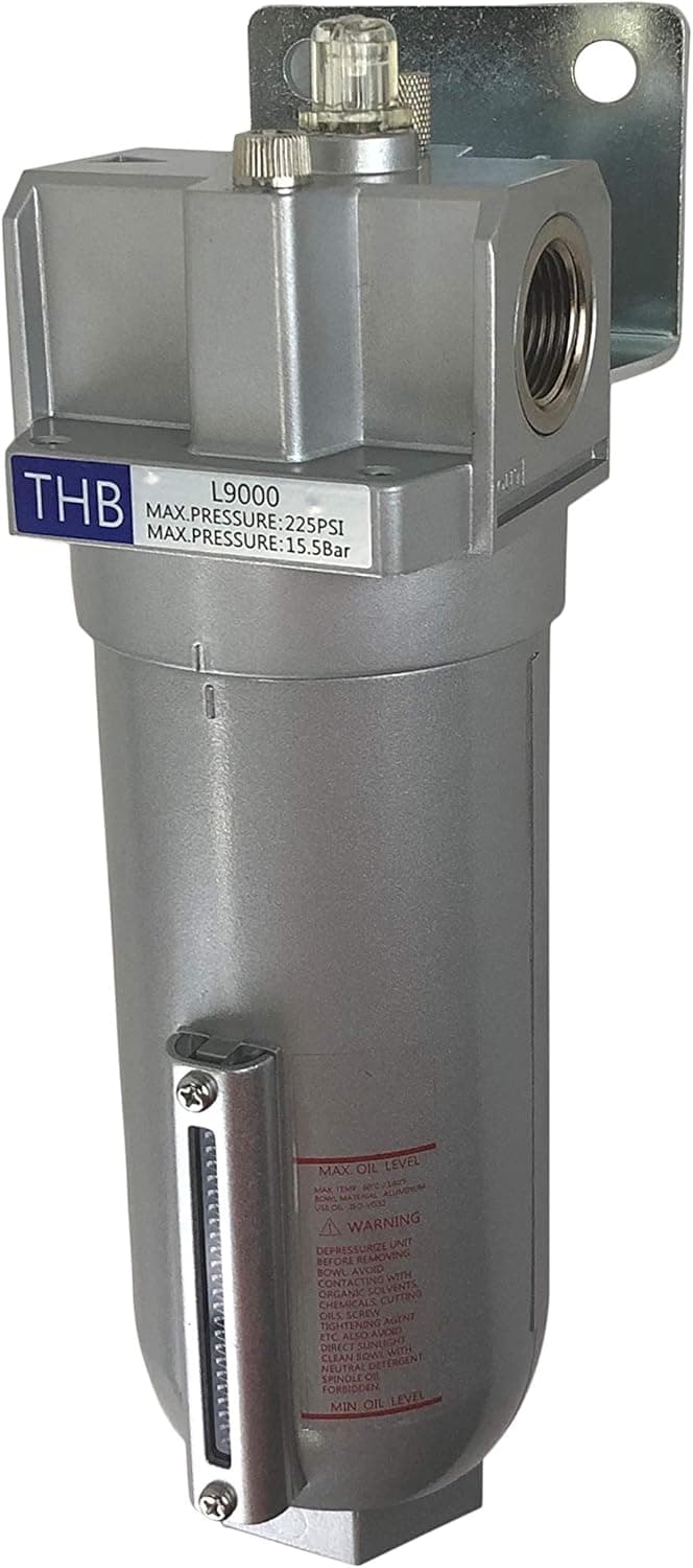 Industrial Grade Lubricator Oiler for Compressed AIR LUBRICATE Pneumatic AIR Tools, Metal Bowl with Visible Sight Glass, 225 PSI MAX (3/4" NPT, 11oz)