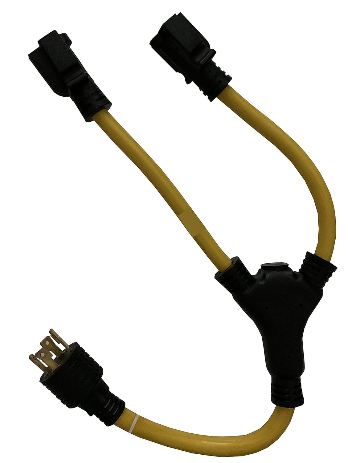 RvSky Nema 30A Locking Plug to Two 20A Household Outlets (L14-30P to two 5-20R) 125/250V, 5 Ft Long, Heavy Duty and Weather Resistant