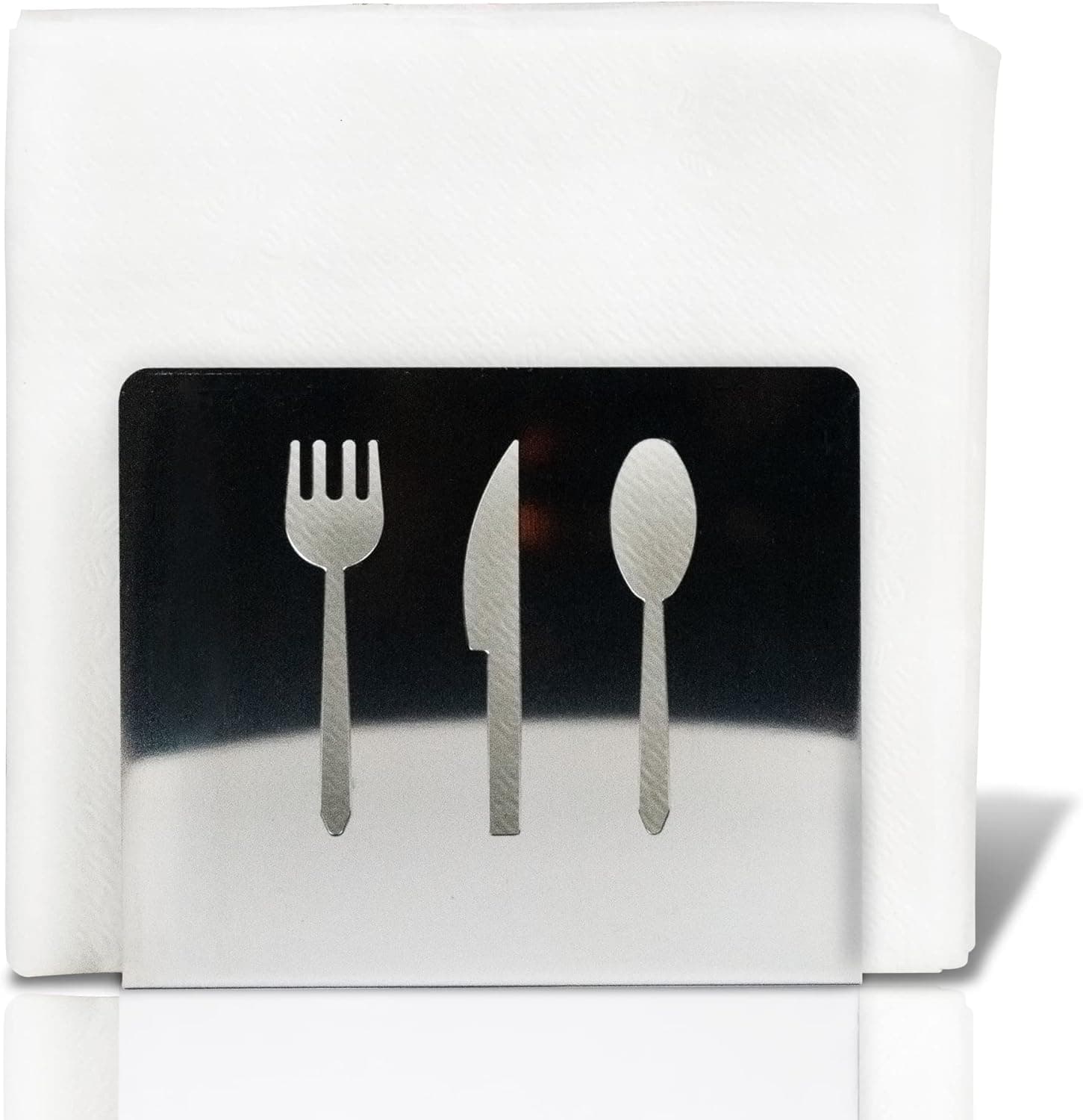 The Amador Store Napkin Holder for Tables | Tiny Stainless Steel Paper Napkins Dining Table & Home Decor Modern Style Silver Kitchen Outdoor Metal Holder, 12 * 10.1 * 3.5 cm