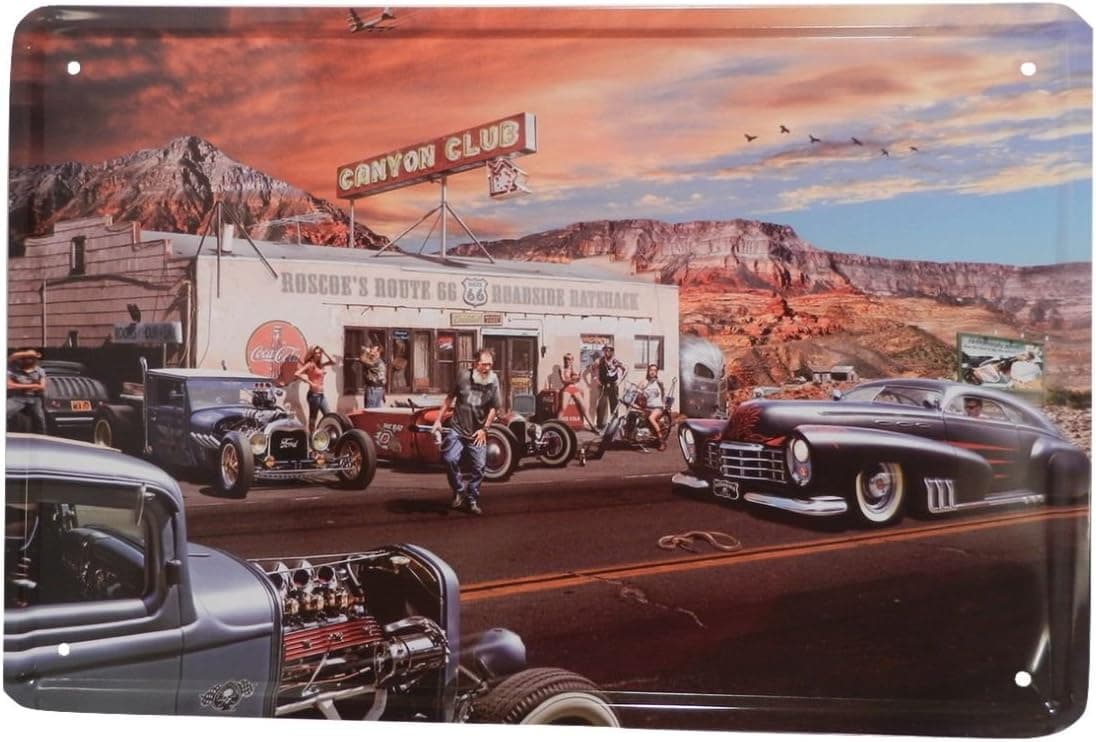 USA Route 66 Gas Tin Sign Bar Cafe Diner Garage Wall Decor Retro Metal Art Poster