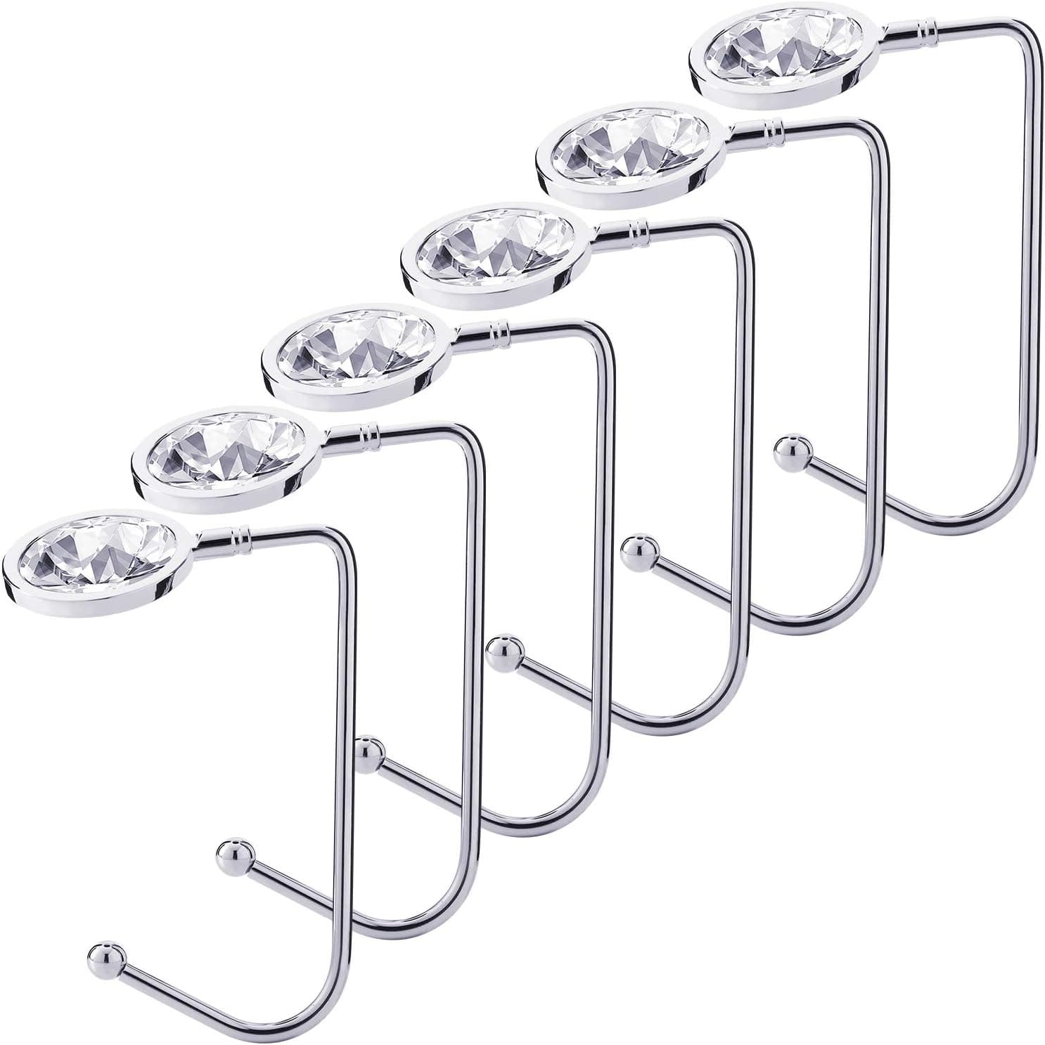 Sunshane 6 Pieces Christmas Stocking Holders Mantel Hooks Hanger Safety Hang Grip Stockings Clip for Christmas Party Decorations, White