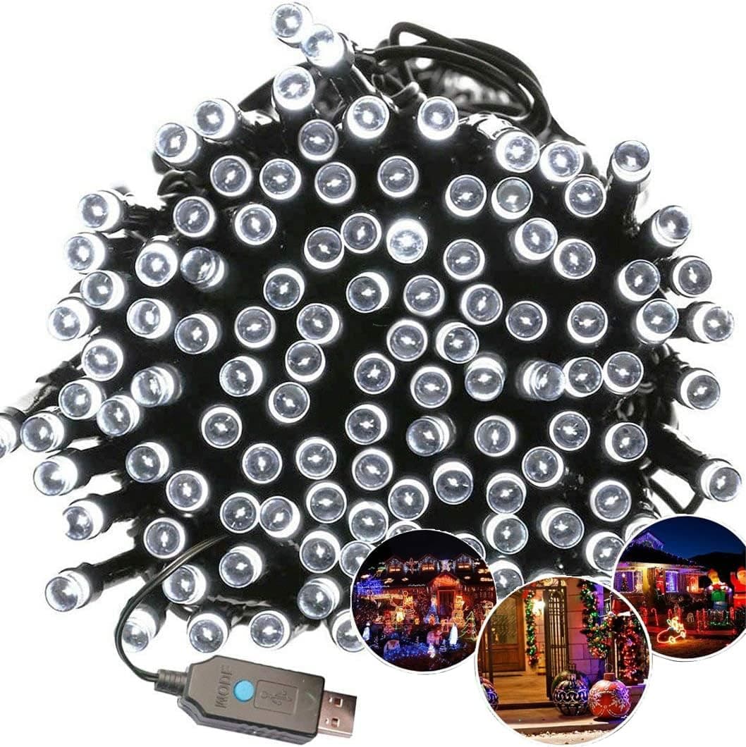 Christmas Lights, 33ft 100 LED Fairy String Lights with 8 Lighting Modes, USB Twinkle Fairy Lights for Indoor Outdoor Tree Garden Wedding Party Decoration (White)