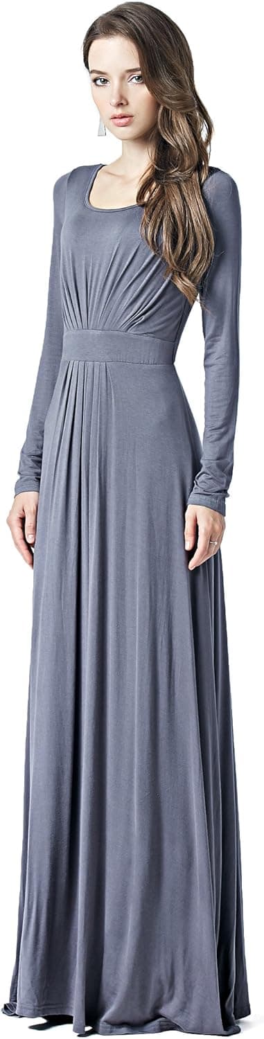 Charm Your Prince Women's Designer Round Neck Long Sleeve Maxi Dress