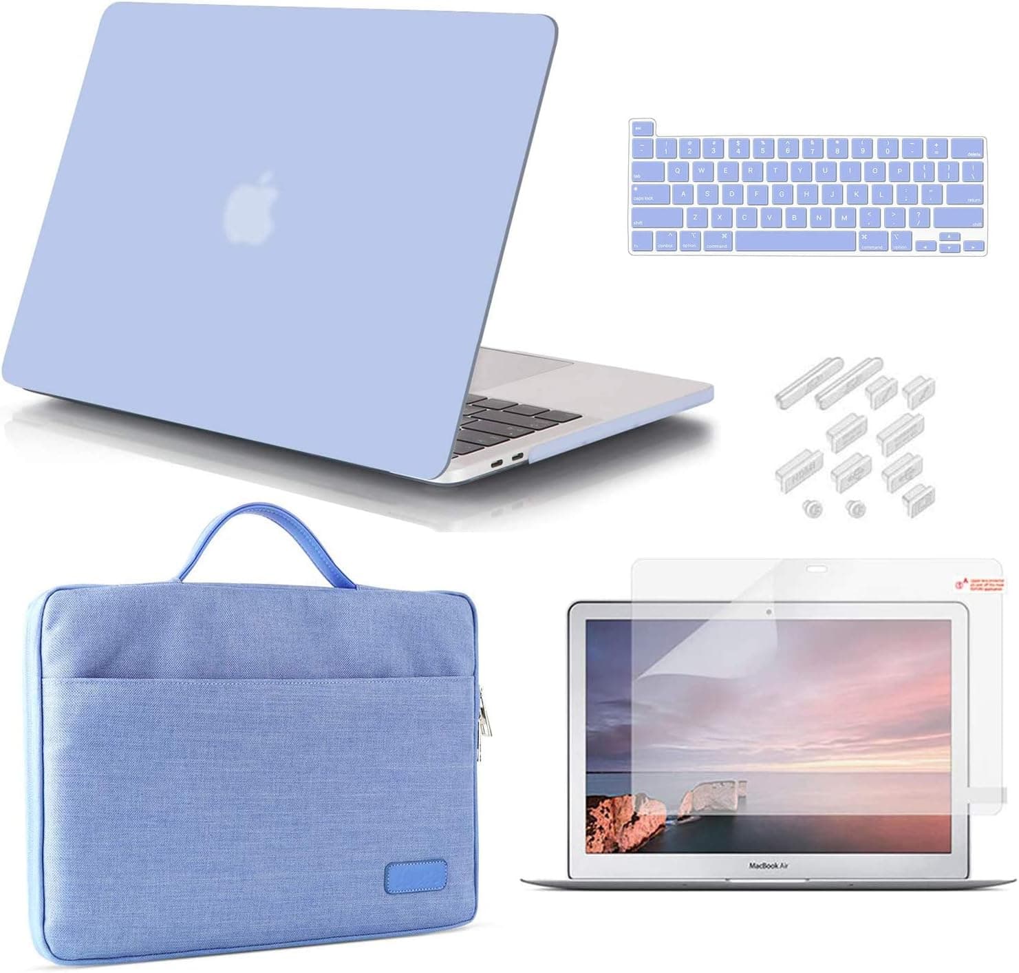 iCasso Compatible with MacBook Pro 13 Inch Case 2016-2020 Release A2338 M1 A2251 A2289 A2159 A1989 A1706 A1708, Hard Plastic Case, Sleeve, Screen Protector, Keyboard Cover & Dust Plug - Serenity Blue