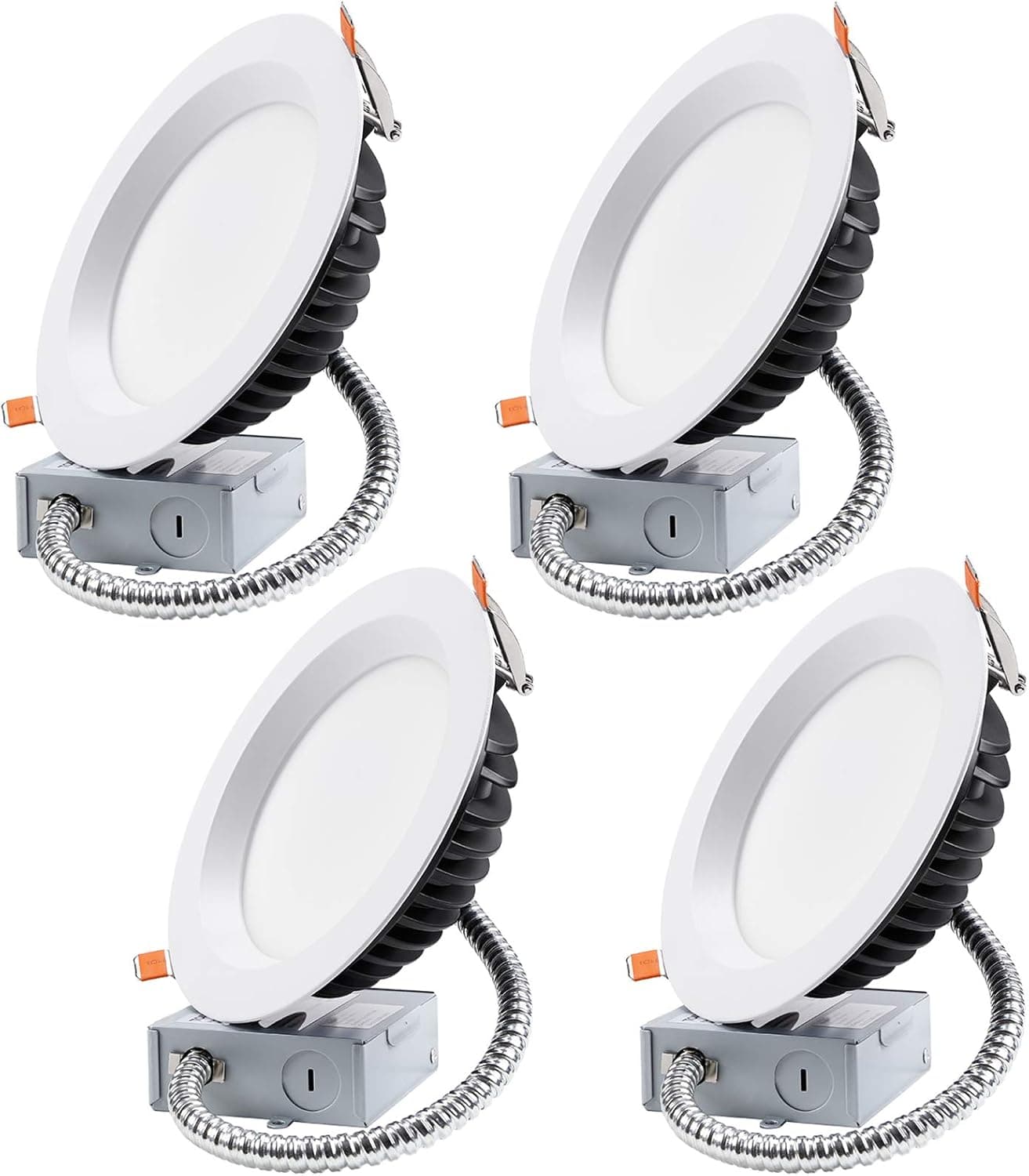 TORCHSTAR 6 Inch LED Slim Recessed Lighting with Junction Box, 18W=150W, CRI 90+, Dimmable Airtight Downlight, IC Rated, 1500lm, 5000K Daylight, ETL/Energy Star/JA8/T24, 5 Years Warranty, Pack of 4