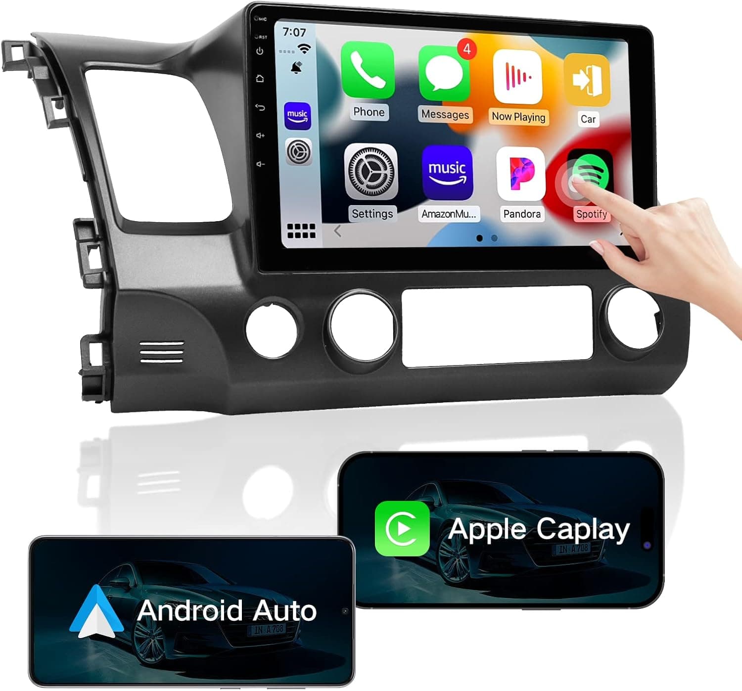 ViaBecs 10.2" Android 10.0 Car Stereo Wireless Apple Carplay 1280x720 for Honda Civic 2006-2011 Bluetooth 5.0 Car Radio Touchscreen Support WiFi FM/AM Car Audio Handsfree Calling 4GB 64GB DSP
