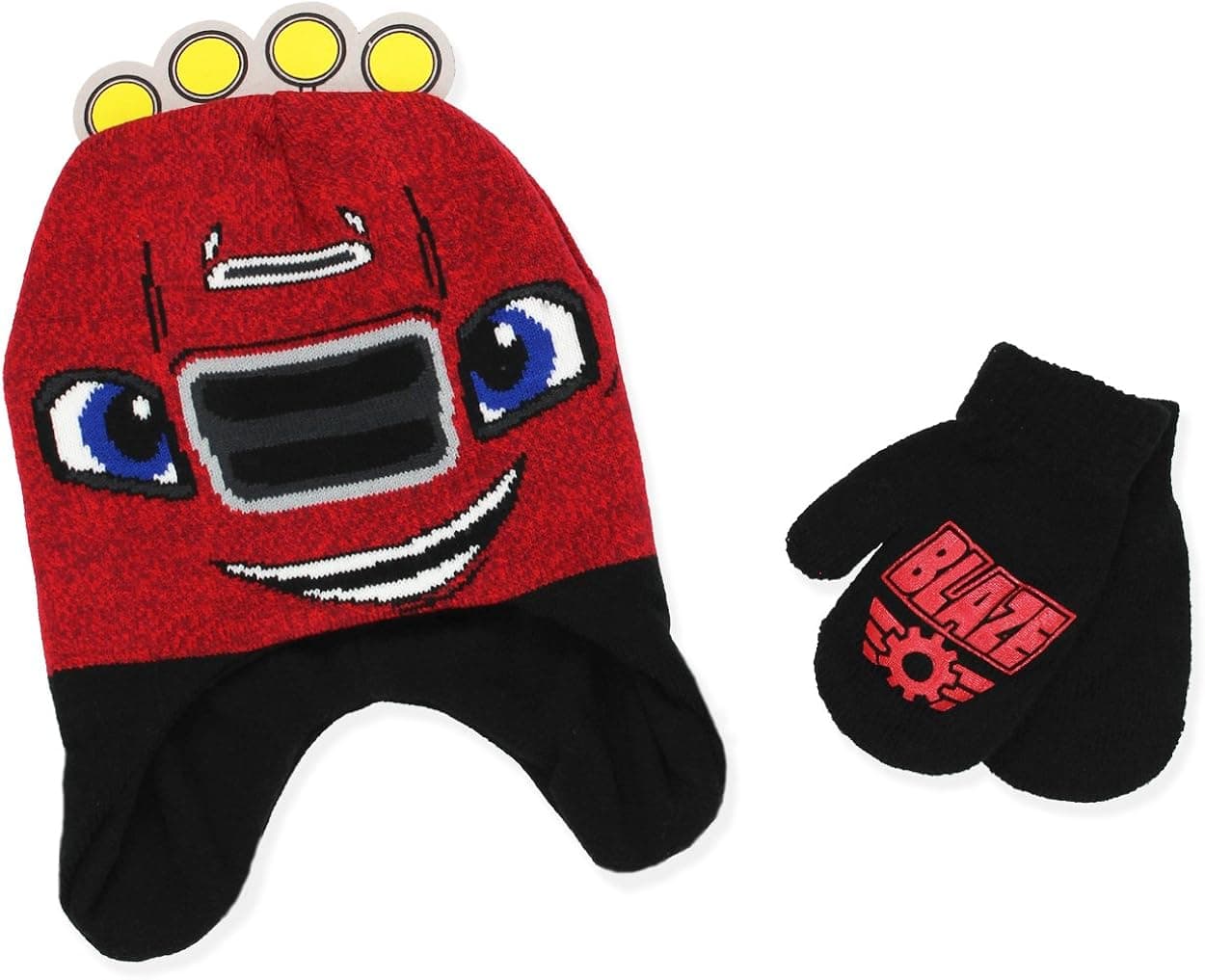 Blaze and the Monster Machines Boys Beanie Hat and Mittens Set (One Size, Dark Red)