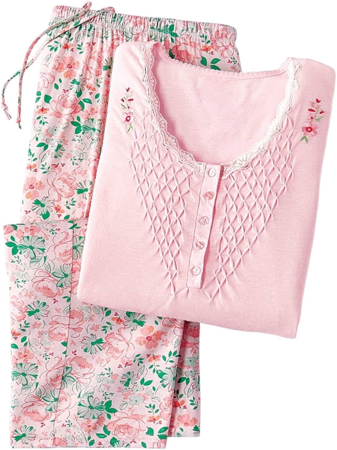 Carol Wright Gifts Pajama Set for Women with Capris - Short Sleeve Sleepwear Pjs Sets Available in Small to 4XL