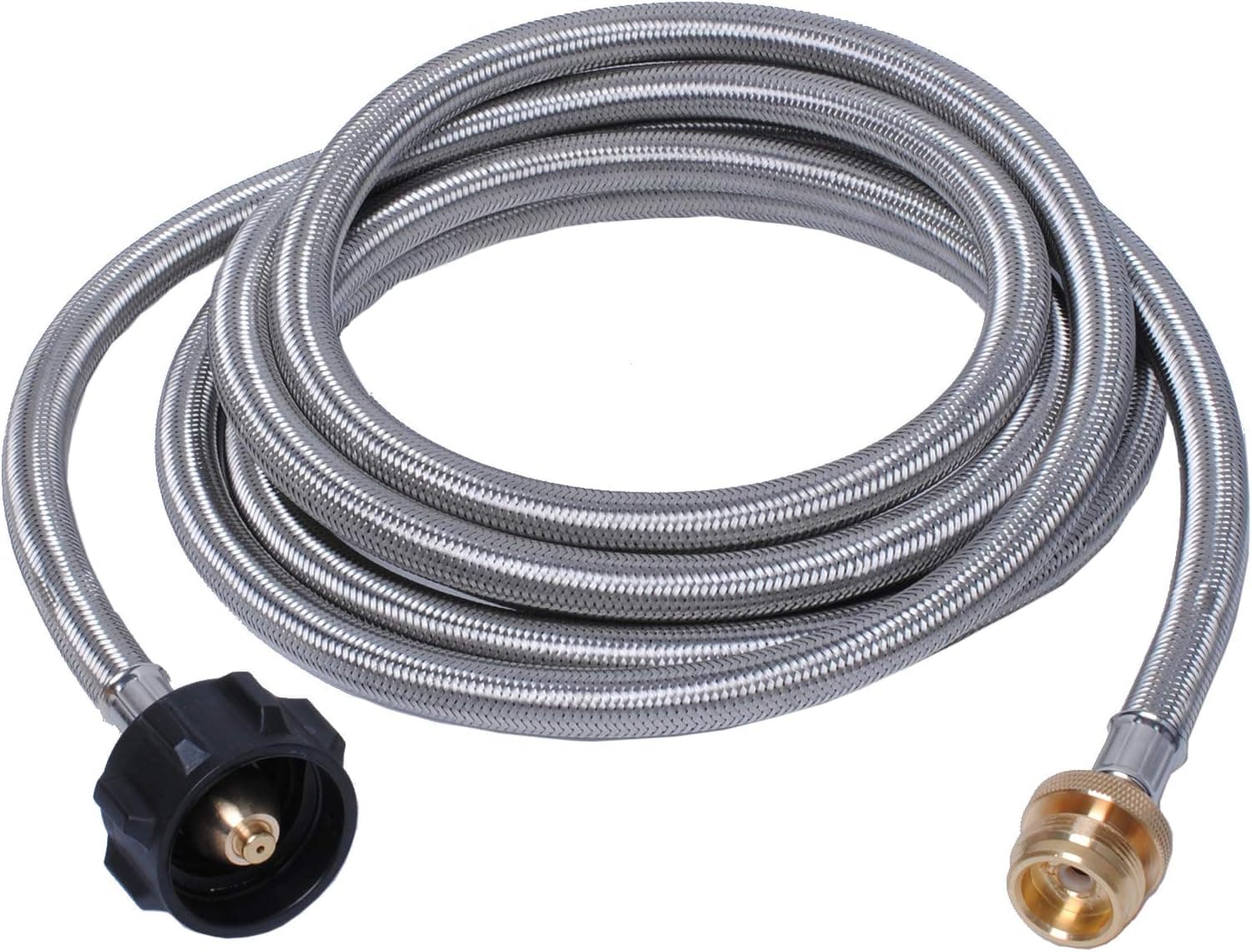 Gekufa 5FT Stainless Steel Braided Propane Adapter Hose 1lb to 20lb, Propane Converter Hose Compatible with Coleman Camp Stove, Buddy Heater, Tabletop Grill and More 1lb Portable Appliance