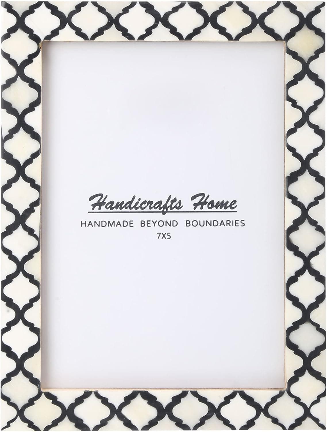 Handicrafts Home Picture Photo Frame Moorish Damask Moroccan Art Inspired Vintage Wall Décor Frames - 5x7, Black & White, Gifts for Mom