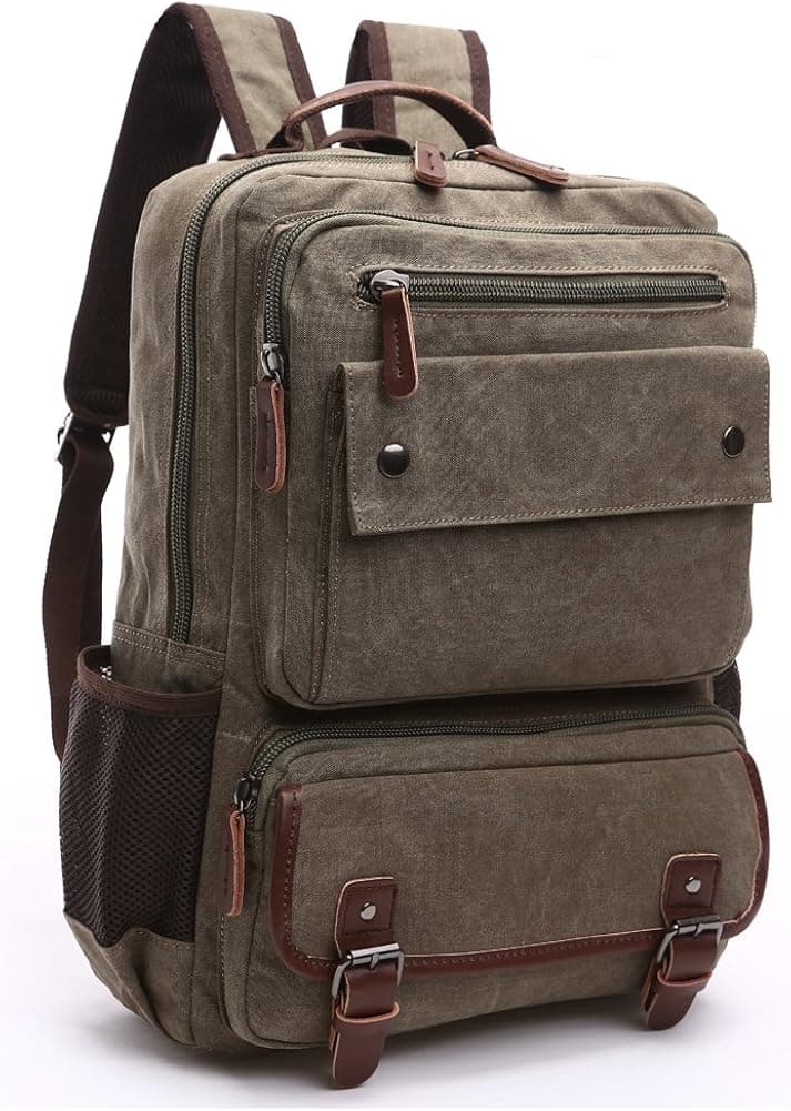 Men's Canvas Vintage Backpack for 15.6 inch Laptop Backpack Bookbag for Men Women