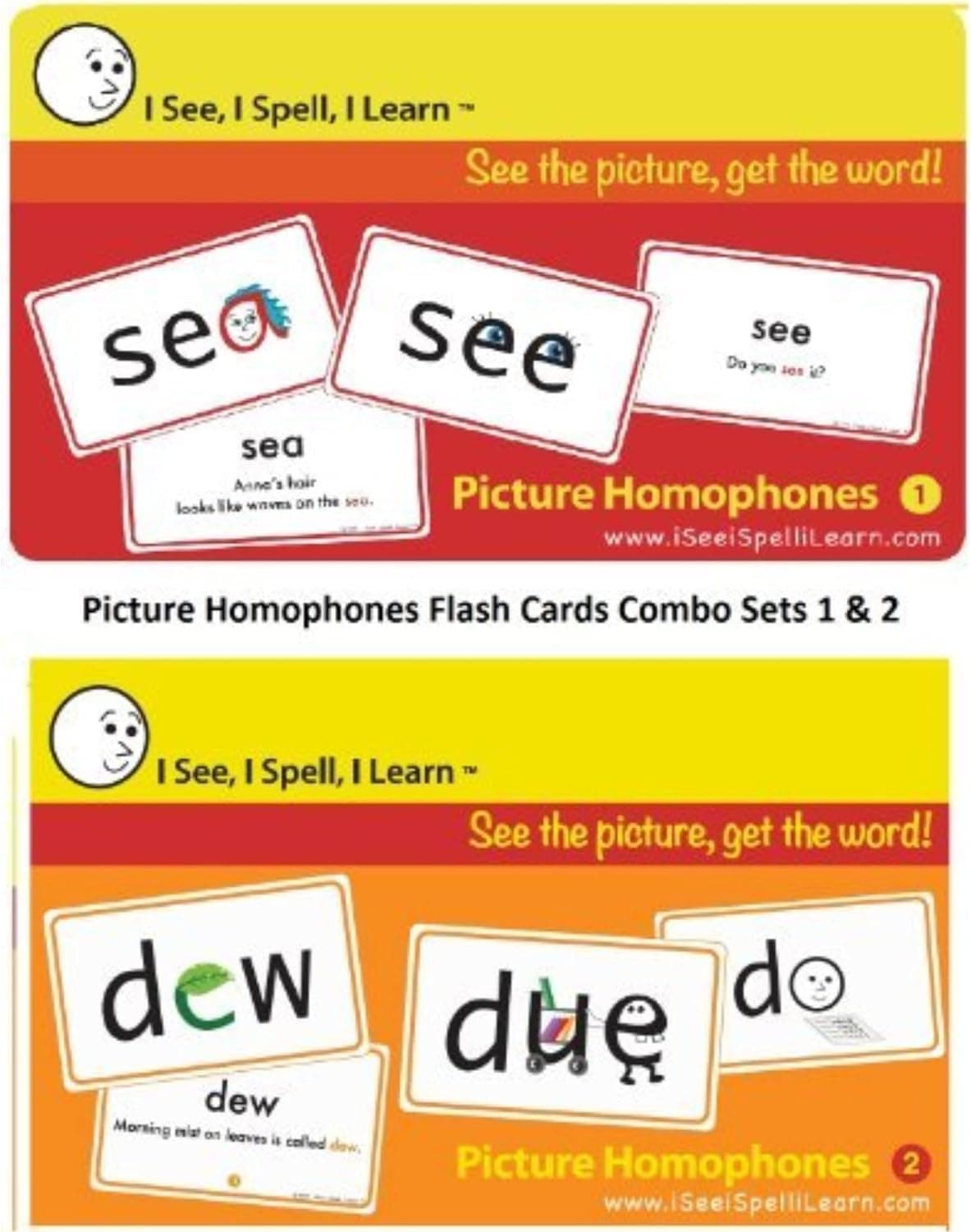 I See, I Spell, I Learn® - Picture Homophones Flashcards (Set 1 and 2)