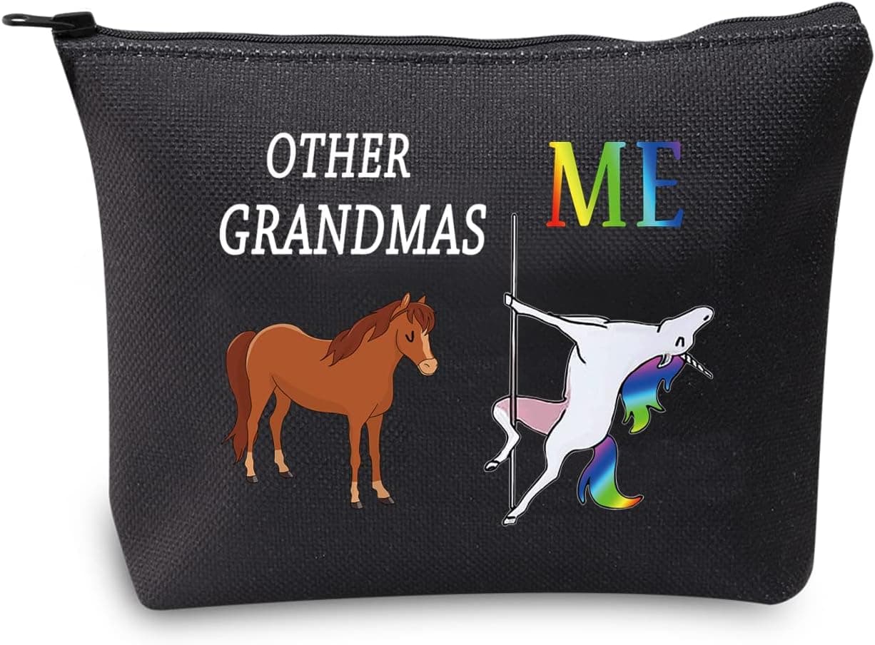 Other Grandmas Me Unicorn Bag Grandma Makeup Kit grandma Cosmetic Bag Travel Bag Funny Grandmother Gifts (Other Grandmas Me black)