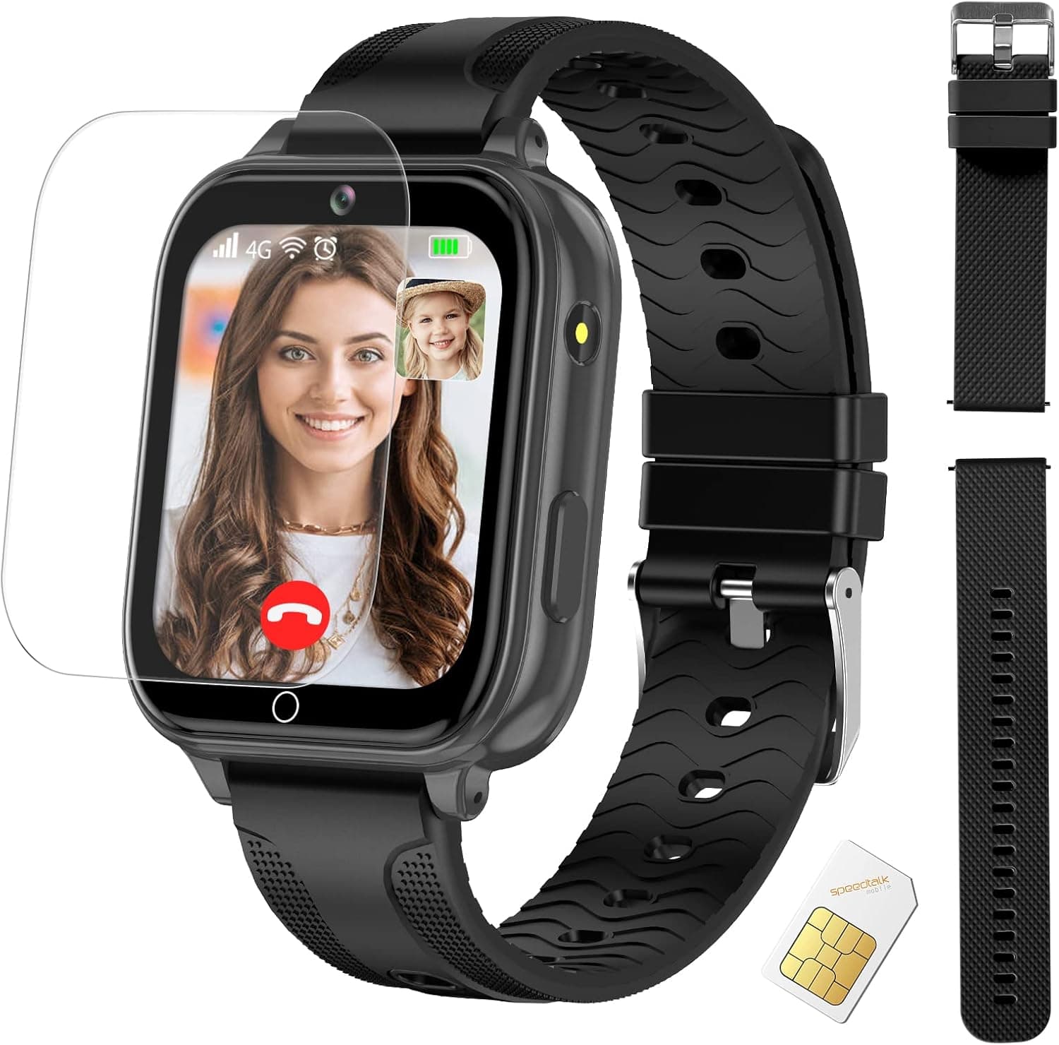 OKYUK T28 4G Kids Waterproof Smart Watch Boys Girls Age 3-15 with 1.69'' HD Touch Screen GPS Tracker and Calling, Voice Video Call SOS Camera Music Player Face Unlock Birthday Gift for Kids