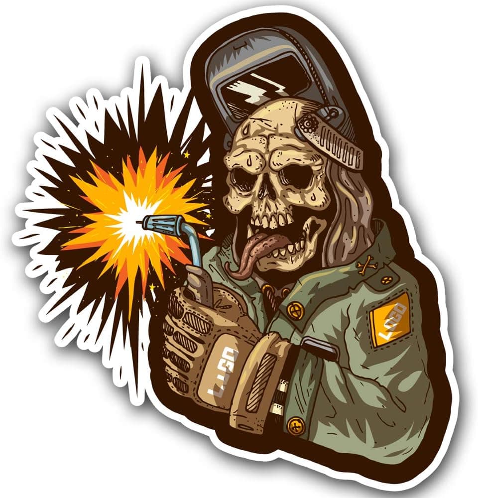 Zombie Welder Hard Hat Welding Helmet Sticker Decal Toolbox car window truck lunchbox
