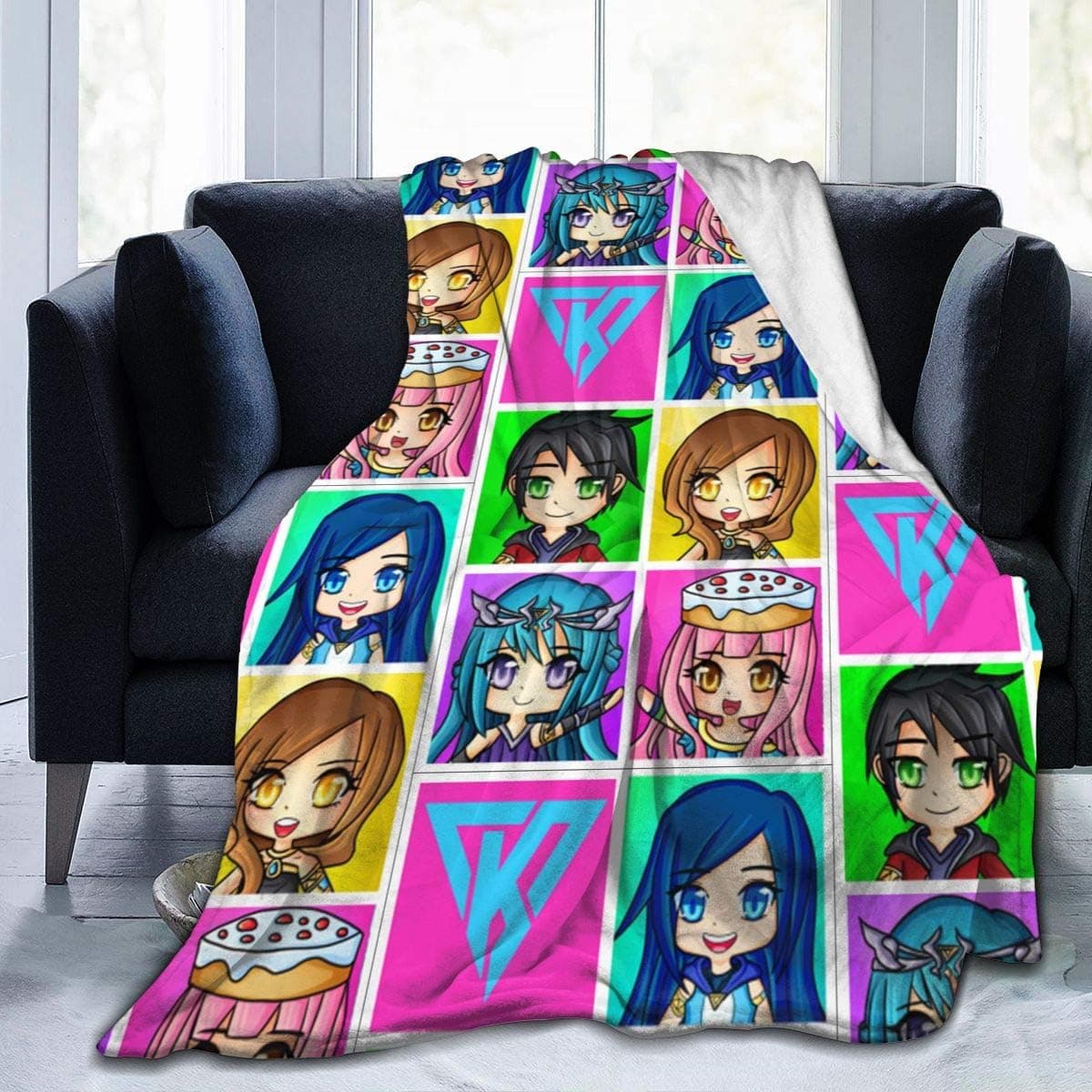 The Krew Its-Funneh Protagonists Cartoon Blankets Super Soft Warm Faux Fur Throw Blanket -Ultra-Soft Micro Fleece Blanket Twin, Warm, Lightweight, Pet-Friendly, Throw For Home Bed, Sofa & Dorm