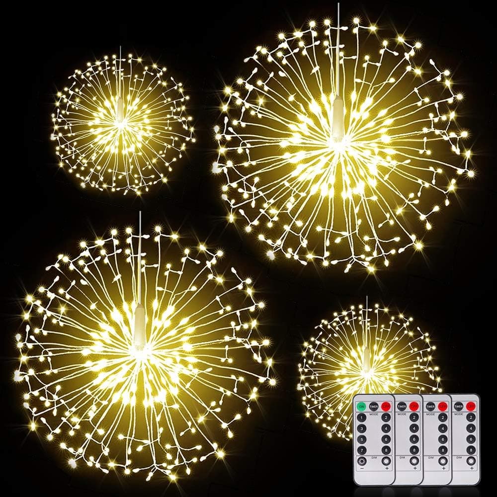 Fairy Christmas String Lights Wire Lights, 200 LED DIY 8 Modes Dimmable Lights with Remote Control, Waterproof Decorative Hanging Starburst Lights for Christmas Home Patio Indoor Outdoor Decoration