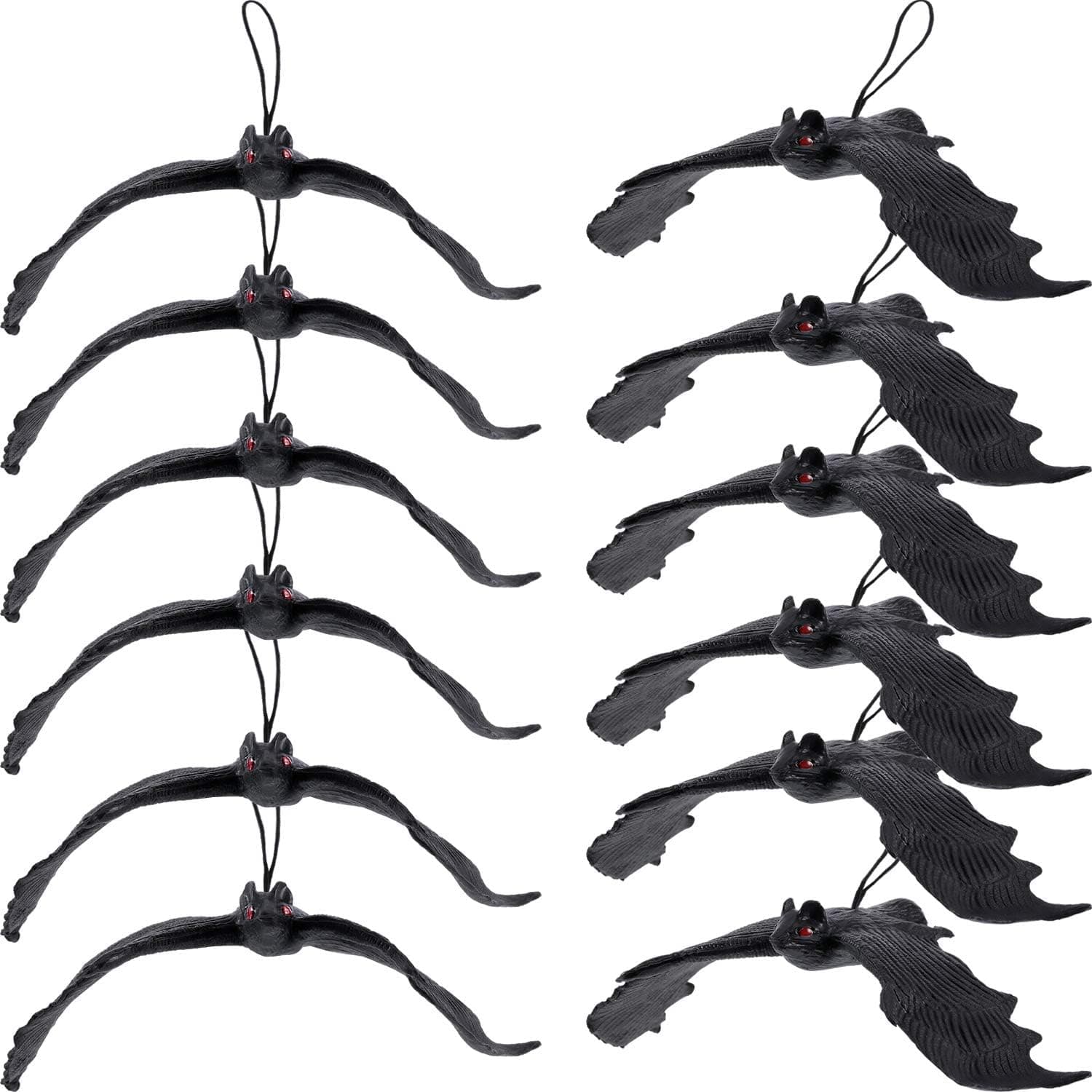 Tatuo 12 Pack Halloween Simulation Hanging Bats Realistic Looking Scary Bats Mini Size for Halloween Decoration and Party Supplies