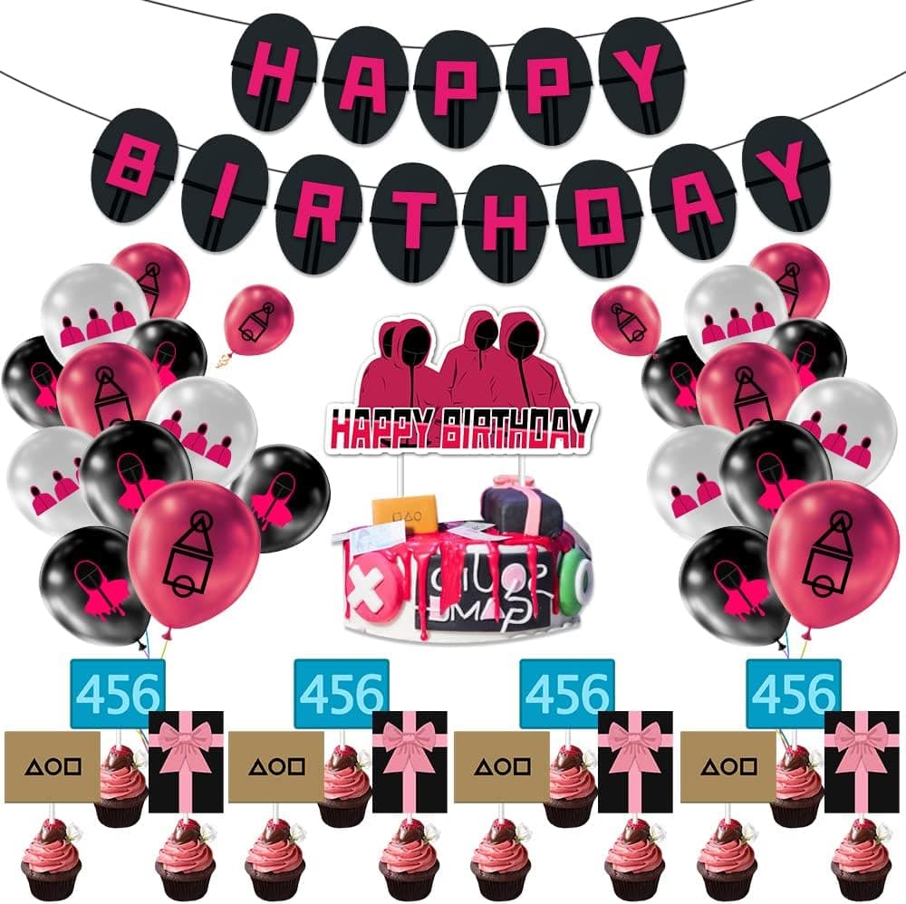 Verceco Game TV Party Supplies Birthday Party Decorations Banner Balloons Cake Cupcake Toppers 44pcs