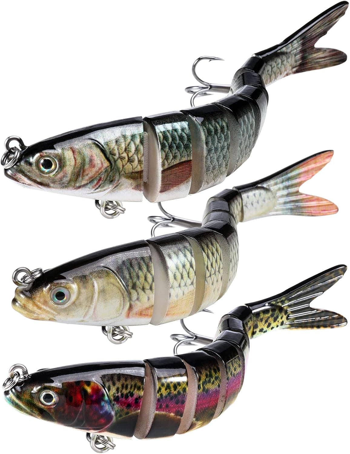 Rose Kuli Fishing Lures for Bass Trout Topwater Multi Jointed Swimbaits Slow Sinking Bionic Swimming Lures Bass Freshwater Saltwater Bass Lifelike Fishing Lures Kit