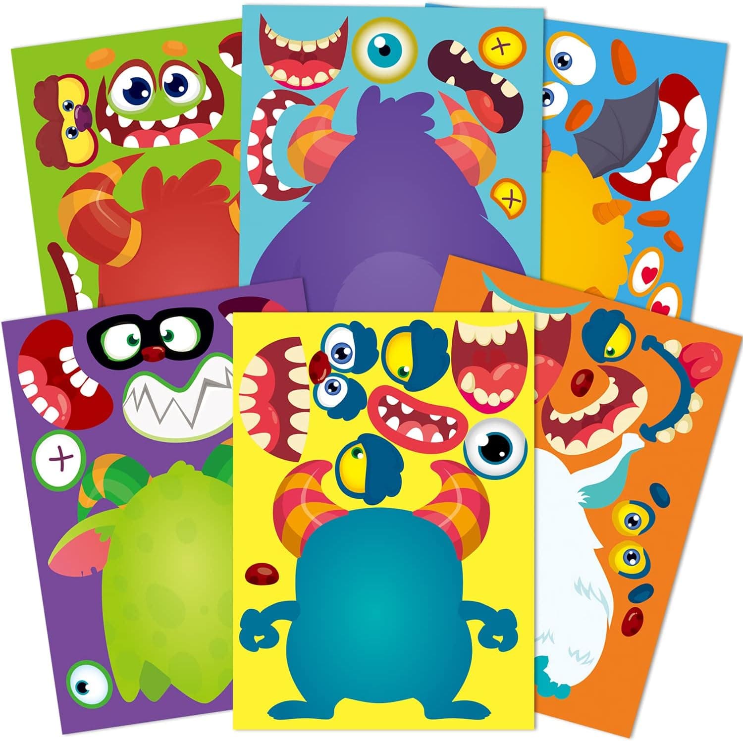 STEFORD Halloween Party Games Set for Kids,30PCS Halloween Make Your Own Stickers Halloween Party Activities Make a Face Stickers for Halloween Party Favors(6 Styles)
