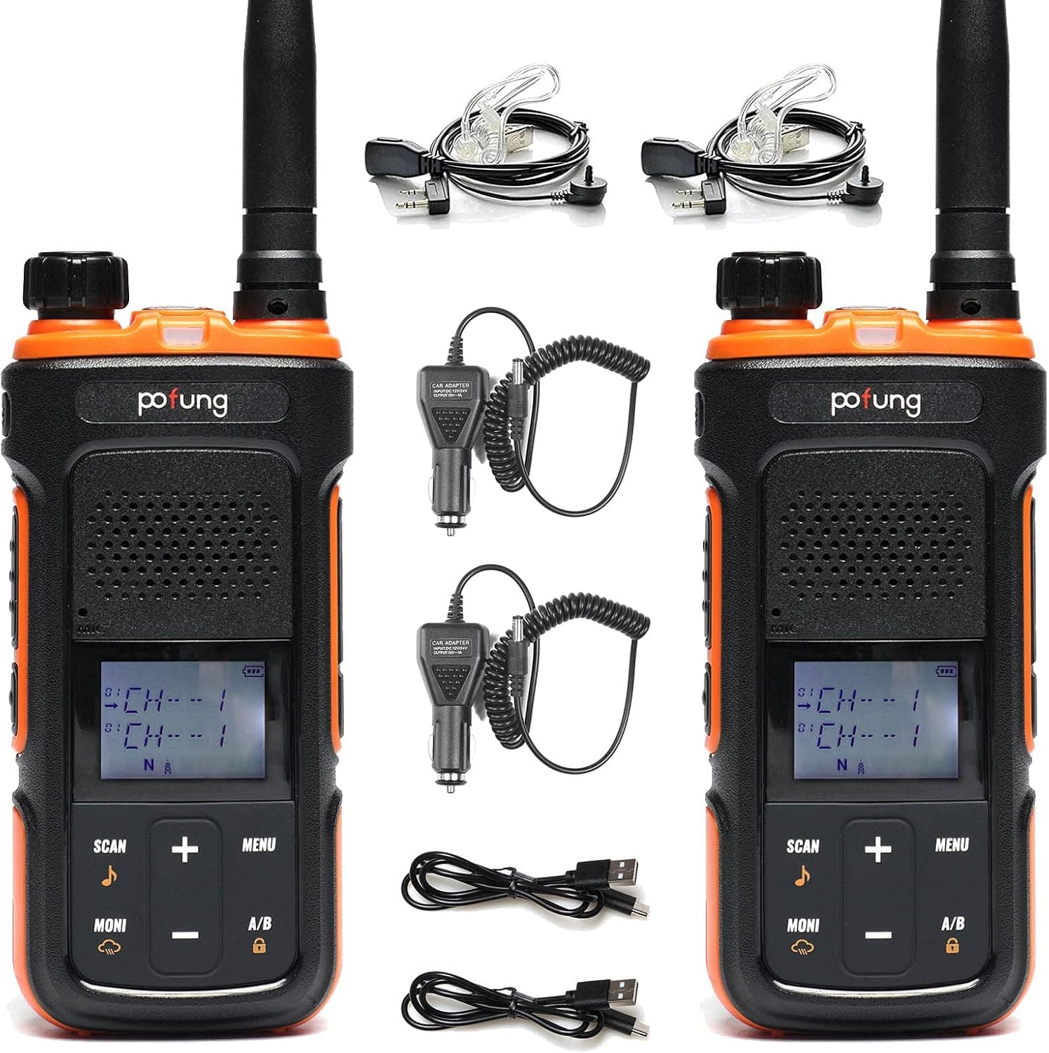 2 Pack GMRS Two-Way Radio P11UV 5W Long Range Rechargeable Walkie Talkies for Adults with SOS Emergency, NOAA Weather Scan, LED Flashlight, Type-C Charging