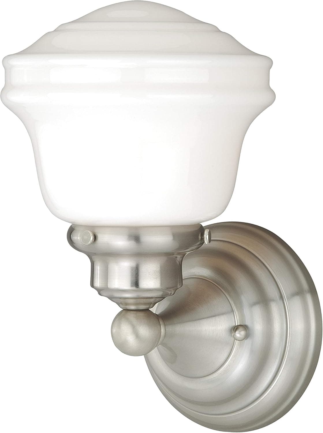 VAXCEL Huntley 1 Light Satin Nickel Farmhouse Schoolhouse Bathroom Wall Fixture