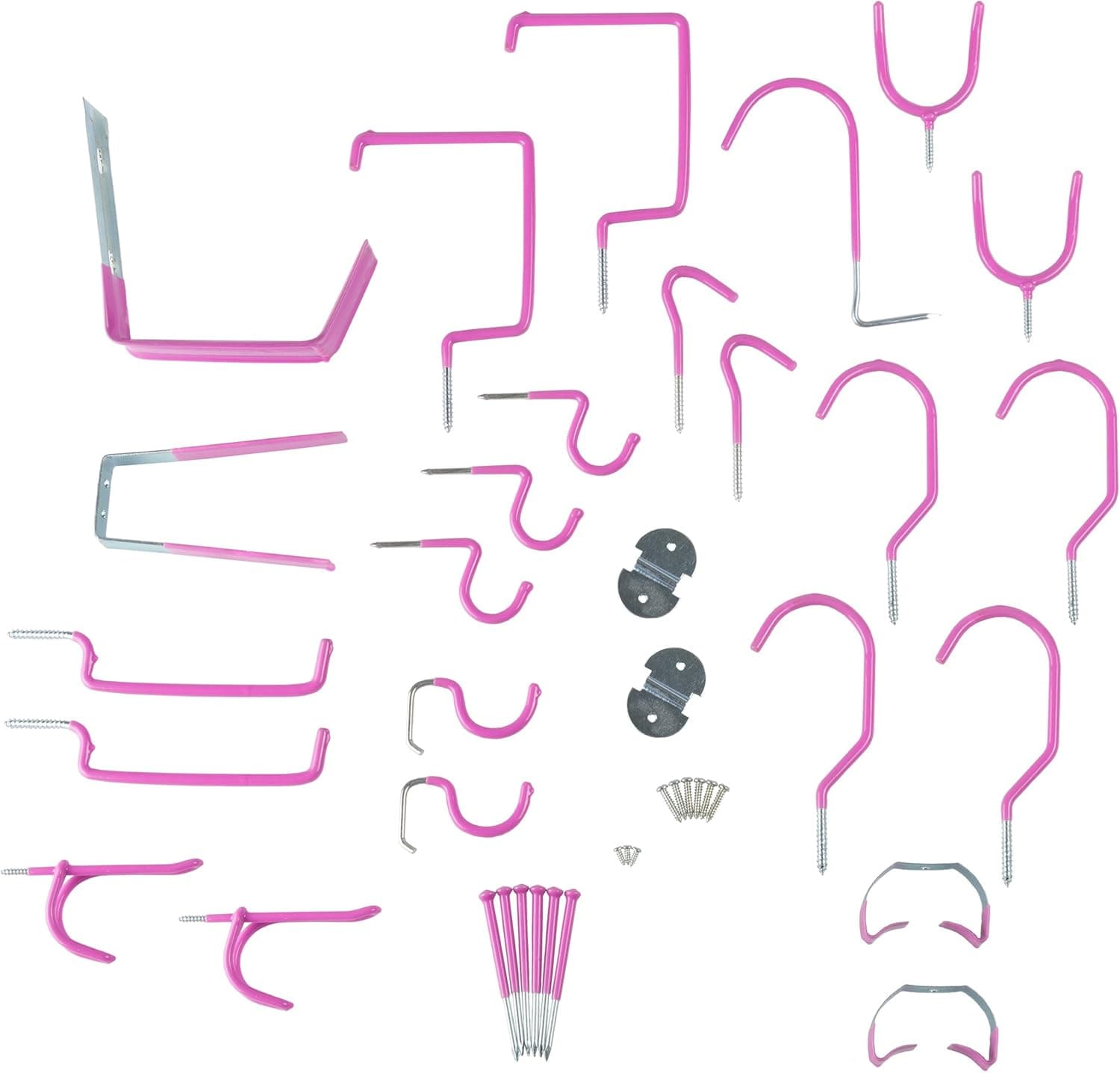 Stalwart 30 Pc Hang it Yourself Home Garage Wall Hook Kit - Hot Pink