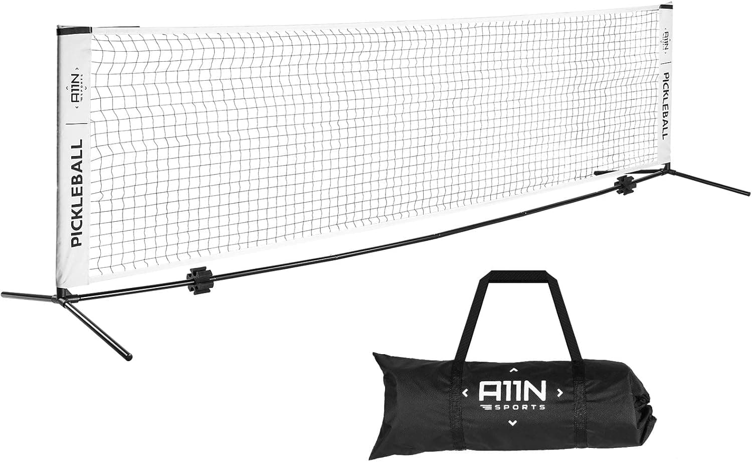 A11N Portable Pickleball Net for Driveway - Half Court Size, 11ft Net for Pickleball, Kids Tennis, Soccer Tennis