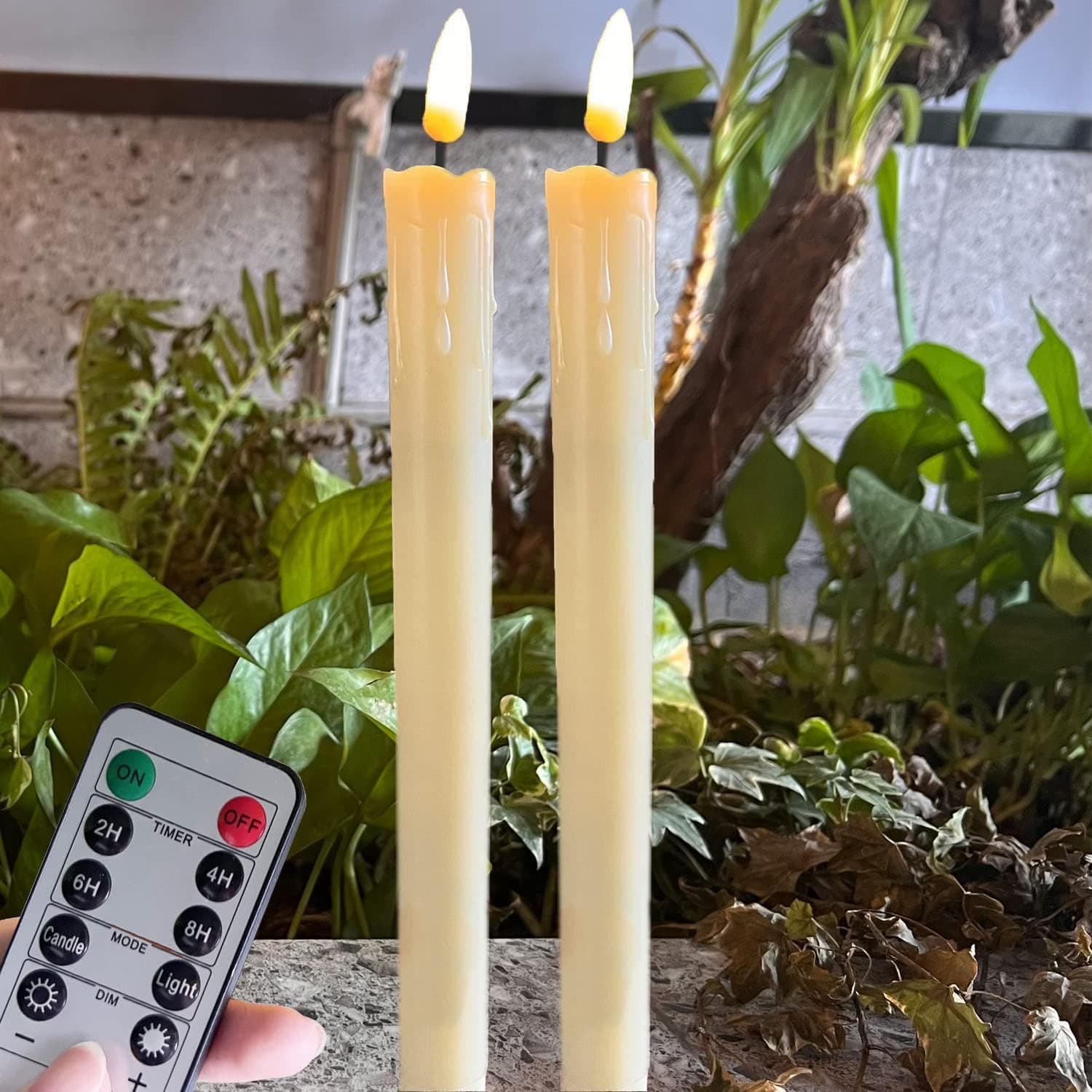 3D Led Flameless Flickering Battery Operated Powered Taper Candles with Remote,Electric Timer Floating Fake Candle Like Real Wax,Realistic Candlesticks for Christmas/Halloween/Windows/Wedding Decor