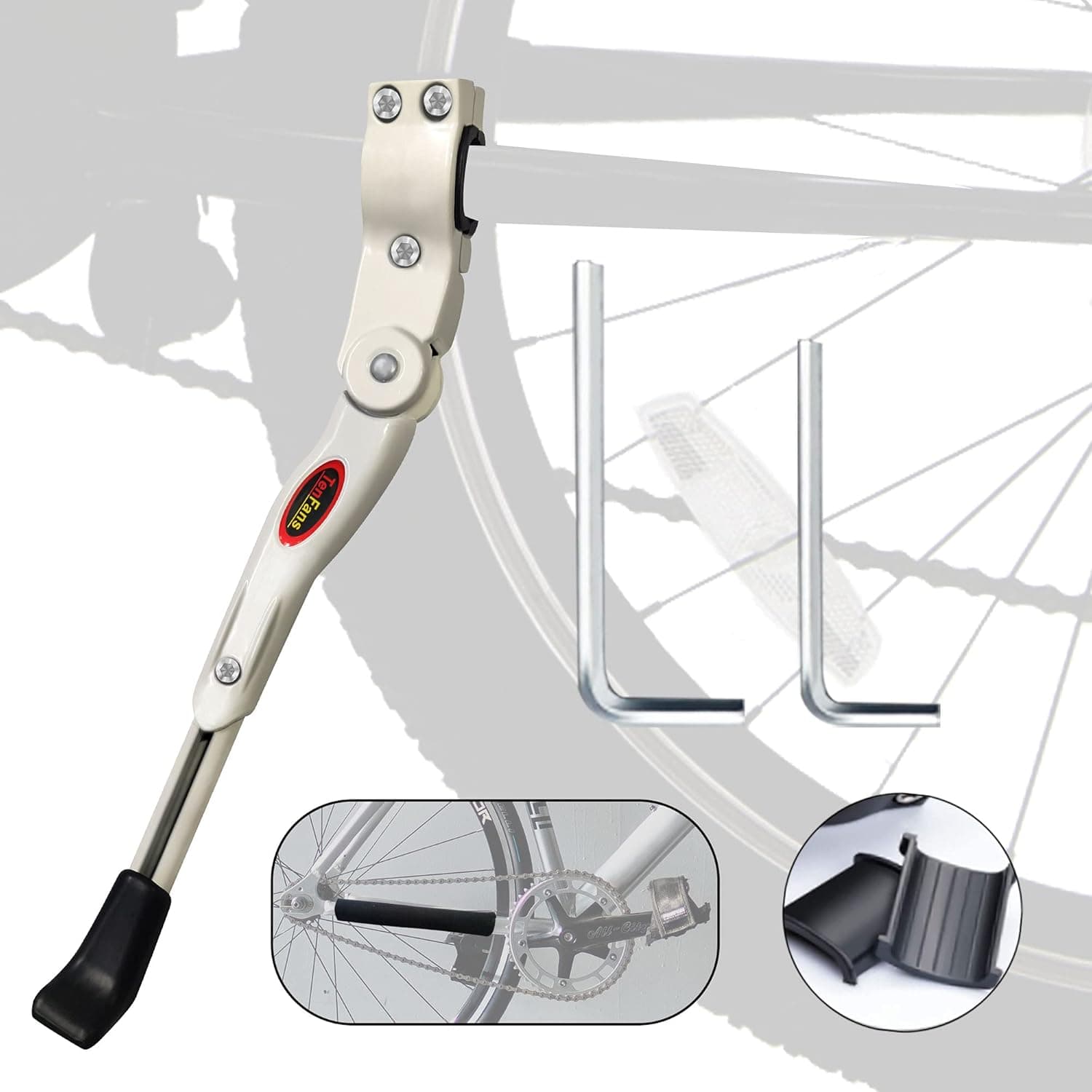 TenFans Bike Kickstand, Adjustable Bicycle Kickstand, Aluminum Rear Side Bicycle Stand, Suitable for 22"-28" Mountain Bike/700C Road Bike/BMX/MTB/Adults Bike