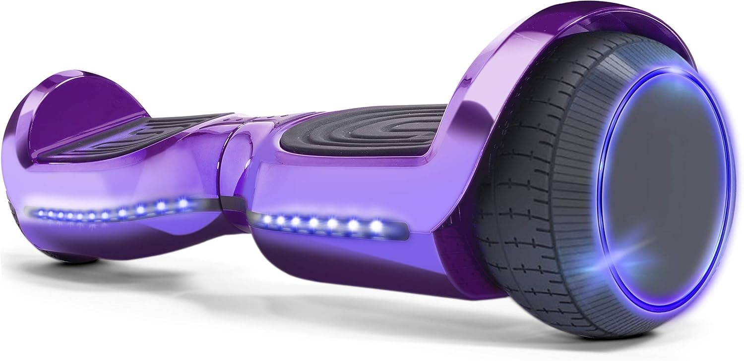 XtremepowerUS Hoverboard Self Balancing Scooter Bluetooth Speaker Lights, for Adults and Kids, Boys Girls Teens, Purple/Chrome Purple