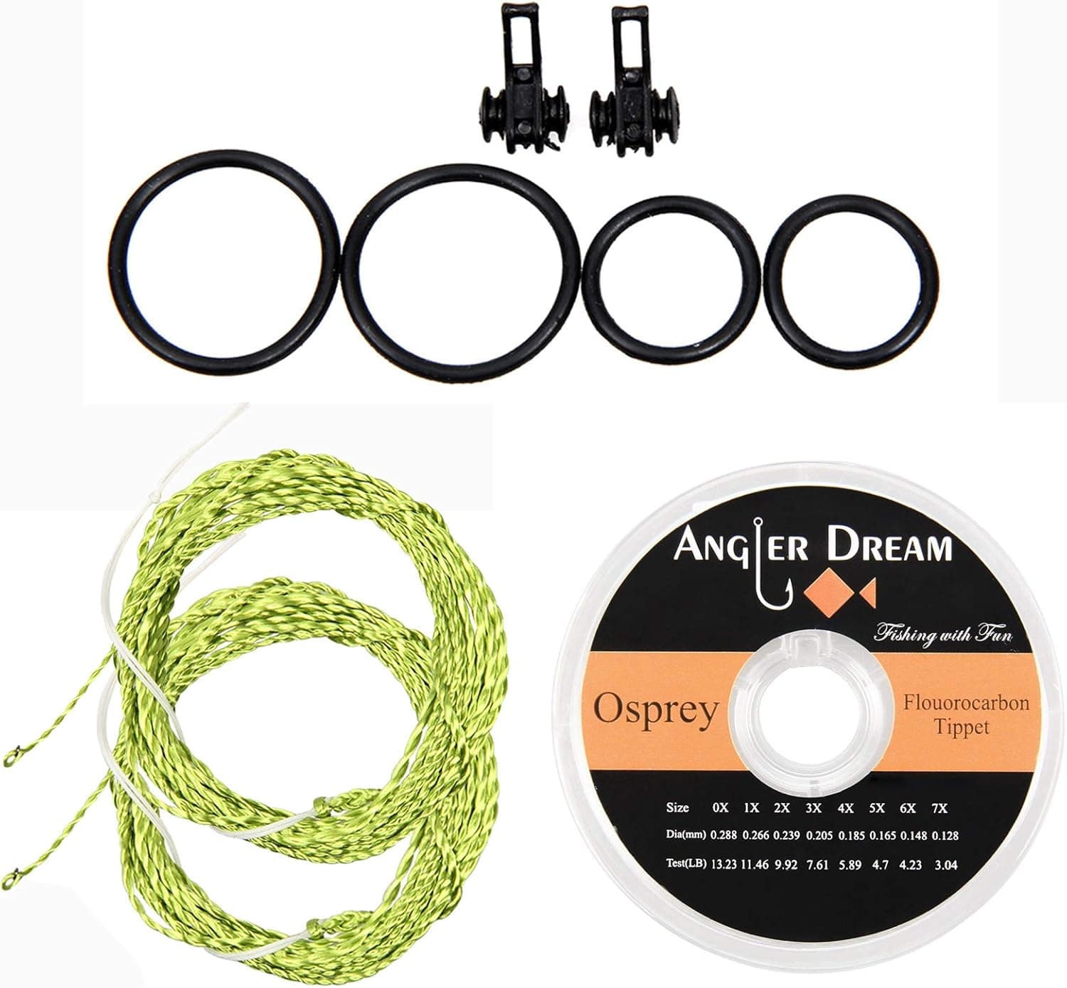 ANGLER DREAM AnglerDream Tenkara Line Tapered Braided Furled Leader Fly Fishing Line with Ring - 12FT 13FT - 20LB in Gold, Grass Green, Yellow and Black, Balck