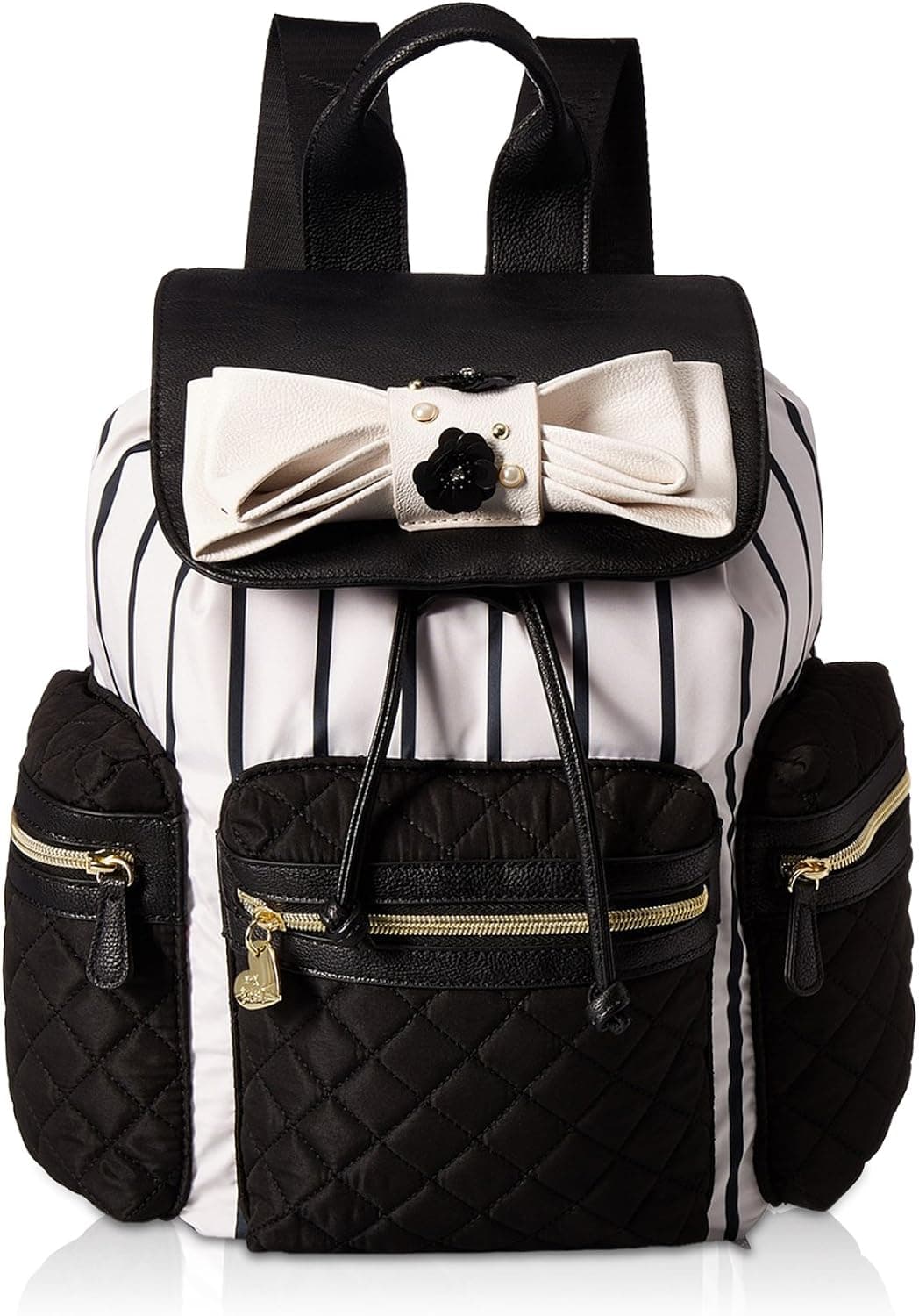 Betsey Johnson Lightweight Quilted Drawstring Backpack Daypack