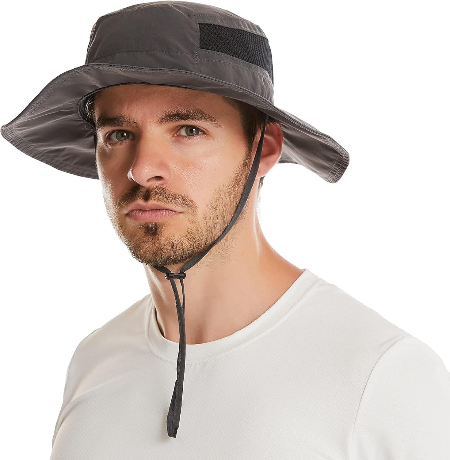 Sun Hat Fishing Hat Hiking Hat Sun Protection Adjustable Waterproof Boonie Hat Gray