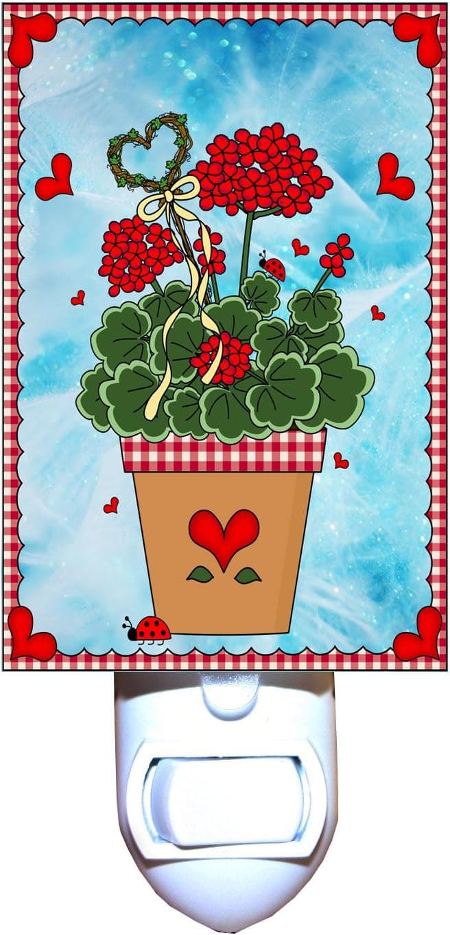 Geraniums and Ladybug Decorative Night Light