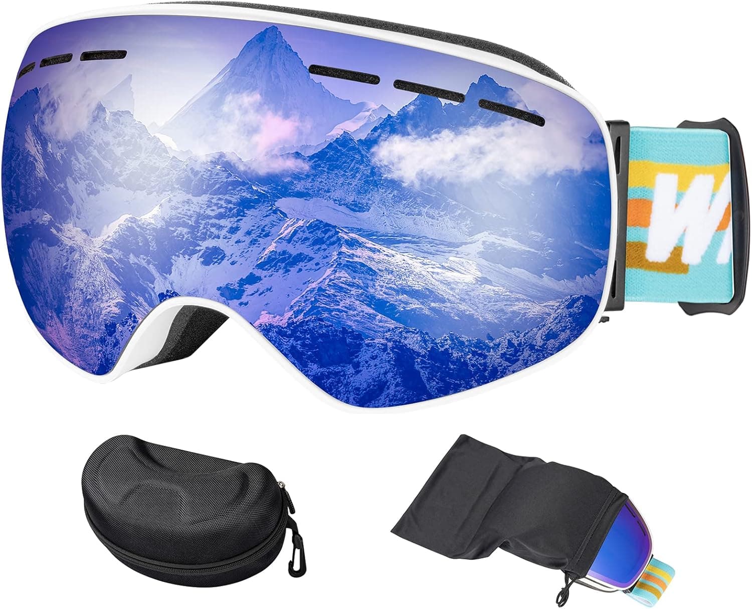 Whale S Ski Goggles 100% UV Protection, OTG Snowboard Snow Goggles Frameless Snow Goggles for Men Women Adult Youth