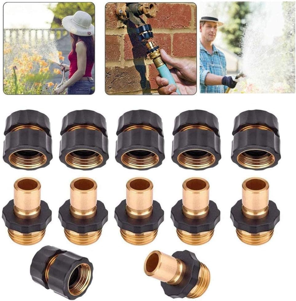 Machgrin Hose Quick Connector Garden Fitting 3/4 Inch Male and Female Water Hose Quick Connector (6 Sets, 12 PCS)