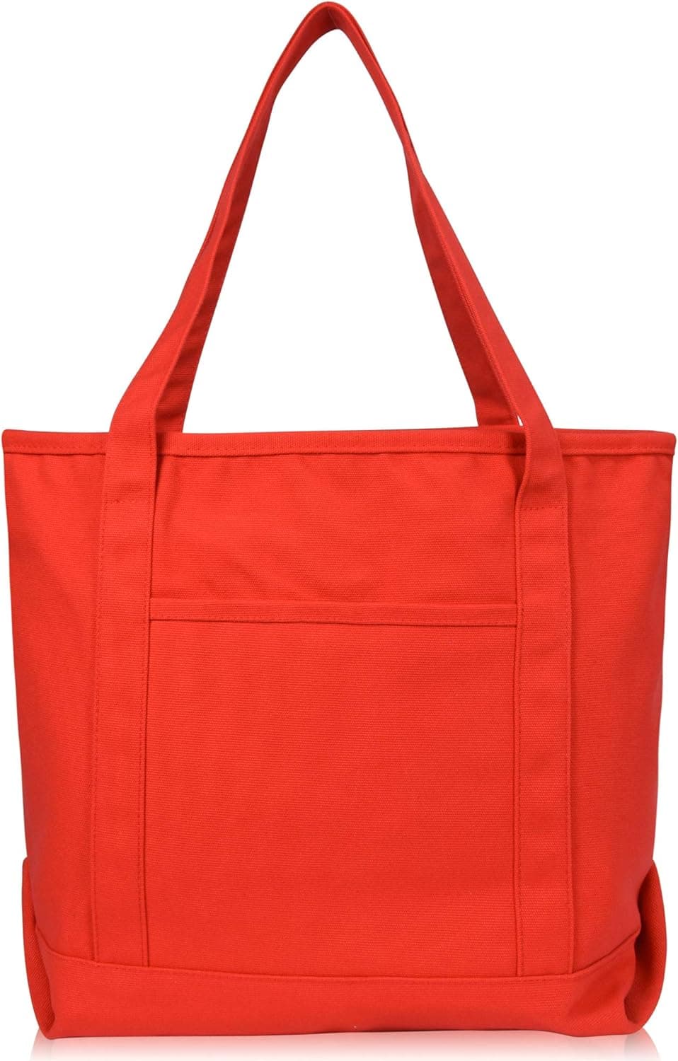DALIX 20" Solid Color Cotton Canvas Shopping Tote Bag in Red