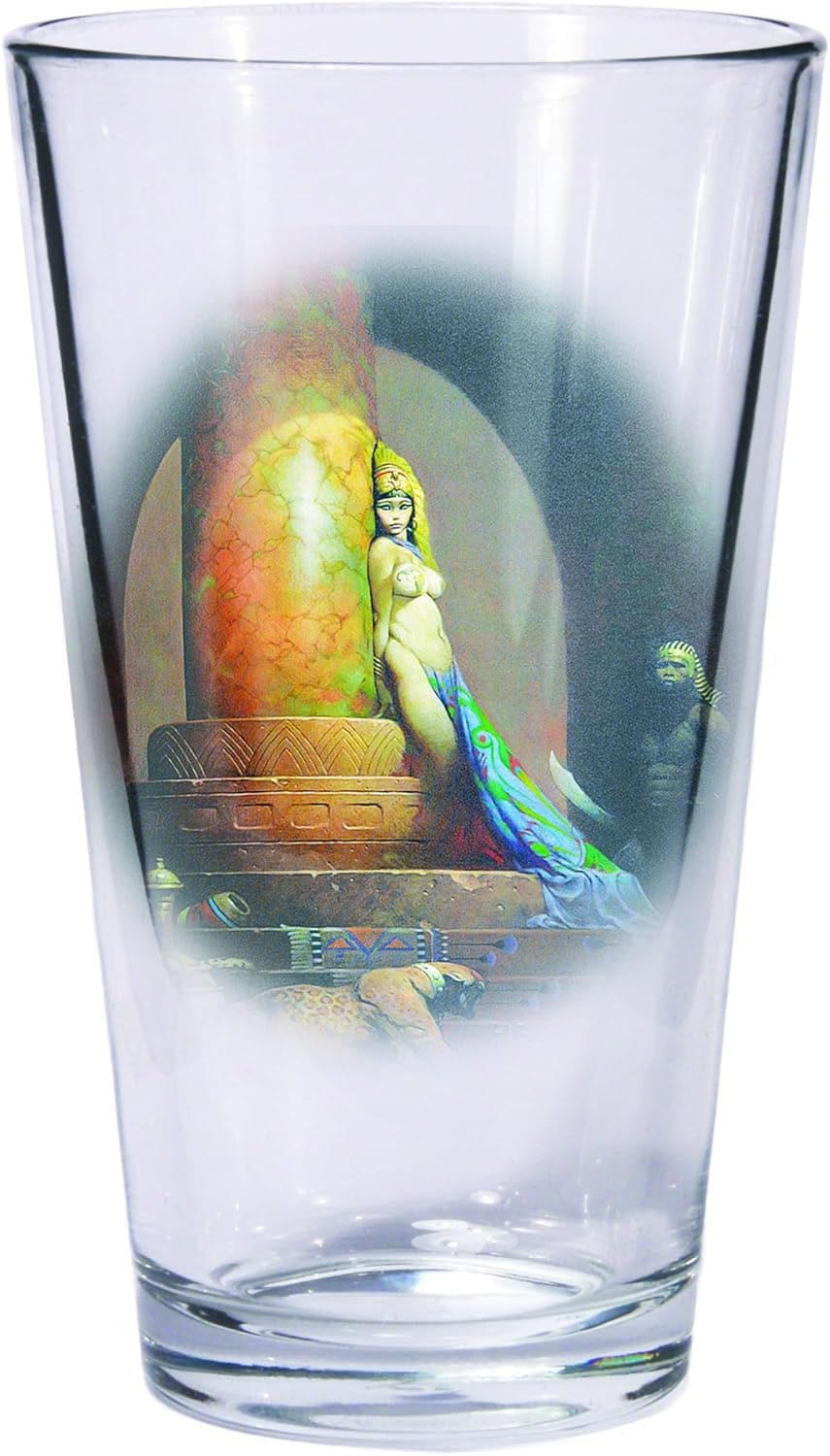 Dark Horse Deluxe Frank Frazetta Death Dealer & Egyptian Queen Pint Glass Set, Black/Brown/Blue,count of 12