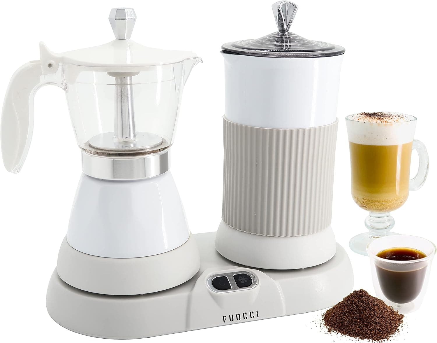 FUOCCI Espresso Maker With Milk Frother 3 to 5 Cups 2 in 1 Moka Pot Small Size Coffee Bundle Perfectly Espresso Maker Milk Frother And Steamer (just WARM Milk) for Cappuccino, Mocha & Latte Macchiato