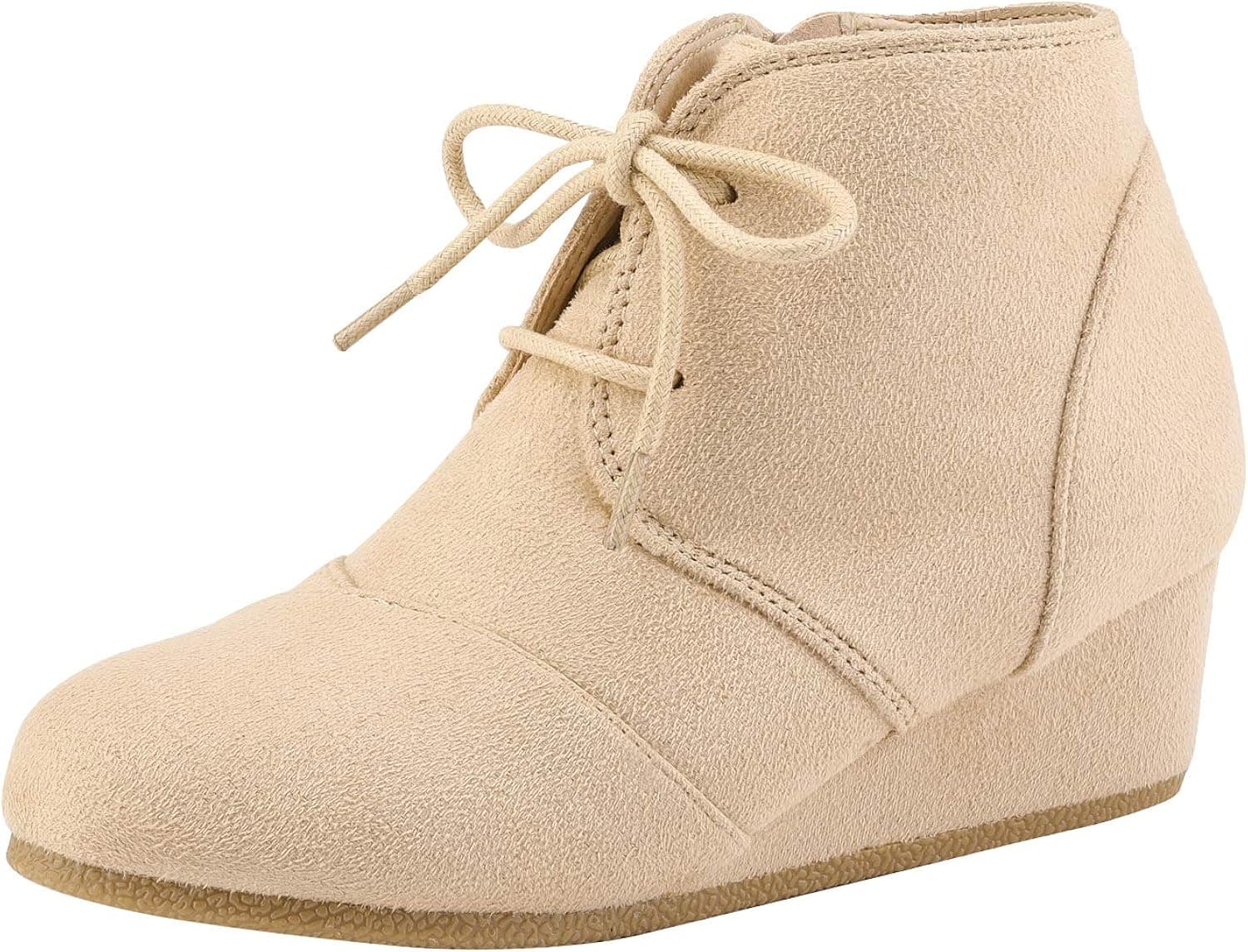 DREAM PAIRS Girls Low Wedge Heel Booties Side Zipper Ankle Boots Toddler/Little Kid/Big Kid