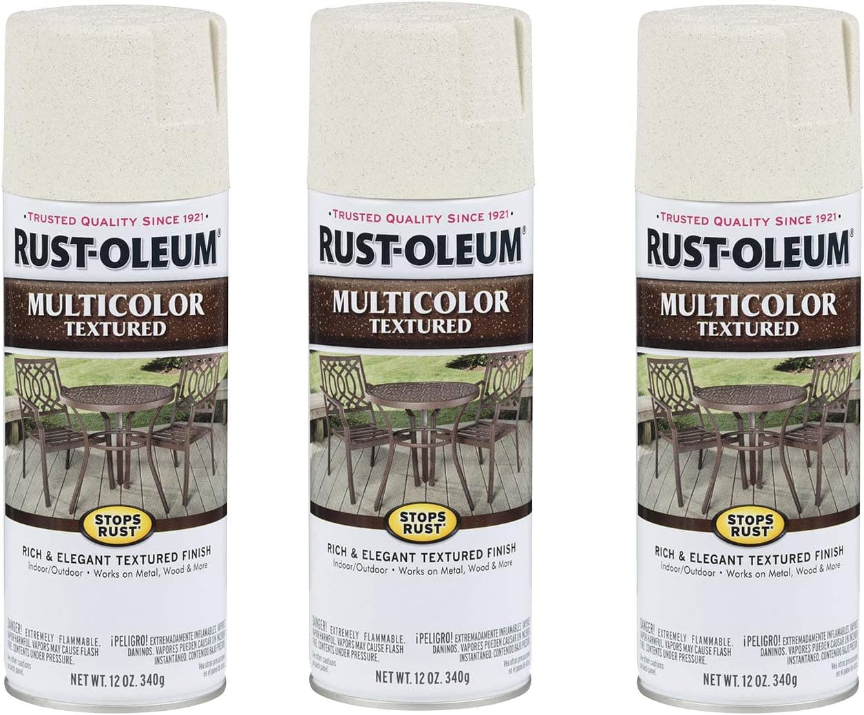 Rust-Oleum 239121-3PK Stops Rust Multi-Color Textured Spray Paint, 12 oz, Caribbean Sand, 3 Pack