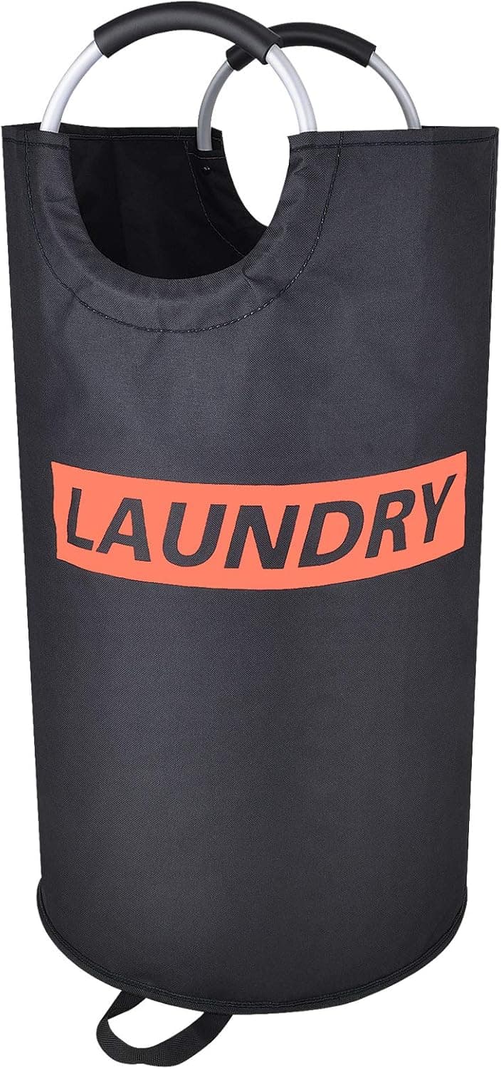 DOKEHOM 82L Large Laundry Basket, Collapsible Laundry Hamper, Foldable Clothes Bag, Folding Washing Bin (Black, L)