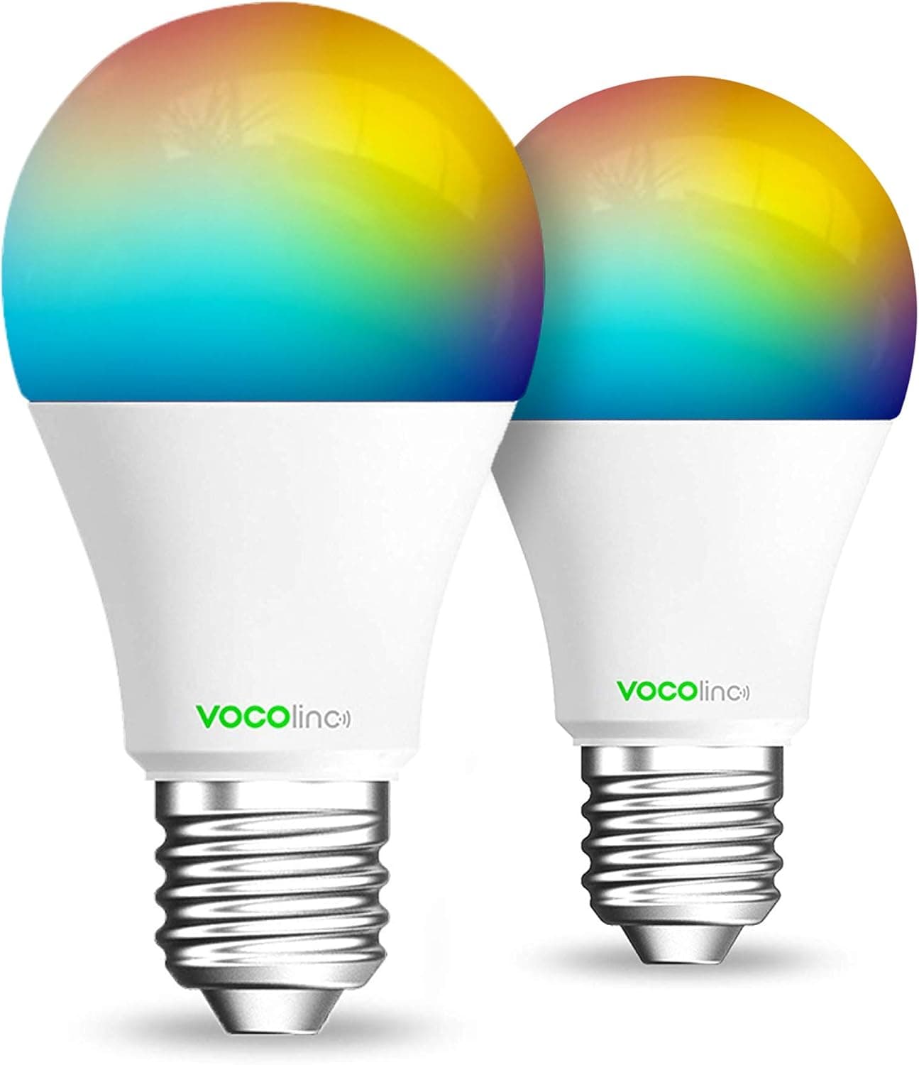 VOCOlinc Smart Wi-Fi LED Light Bulb, Dimmable, Multicolor, Lighting Effects, Works with Apple HomeKit, Alexa, Google Assistant Compatible, No Hub Required, A19 E26, Wi-Fi 2.4GHz, L1 (2 Pack)