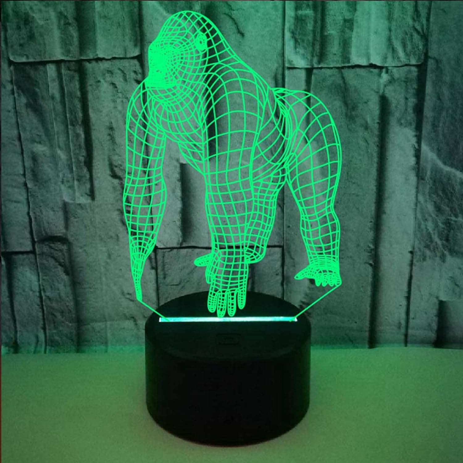 LOYY Uruzuo Animal Gorilla Tag Gifts for Monkey Lovers 3D Illusion Night Light Touch Lamp, Creative RGB Led, Christmas Birthday Decorations Gifts for Boys and Girls, Party Decor, 16 Colors