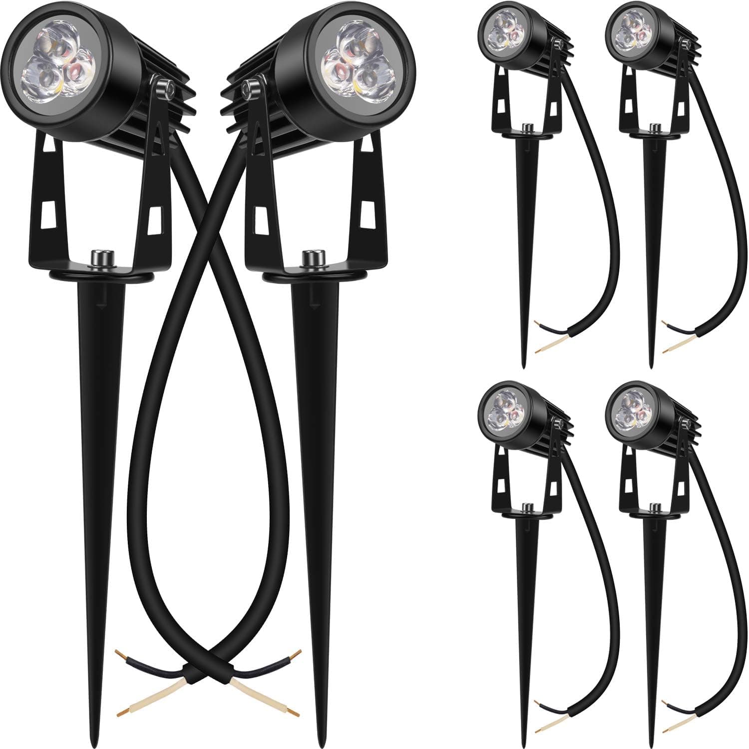 Astnait Landscape Lights 12v 24v 3w Low Voltage Waterproof Outdoor Spotlights for Garden Pathway Yard Patio(6 Pack) (Black)
